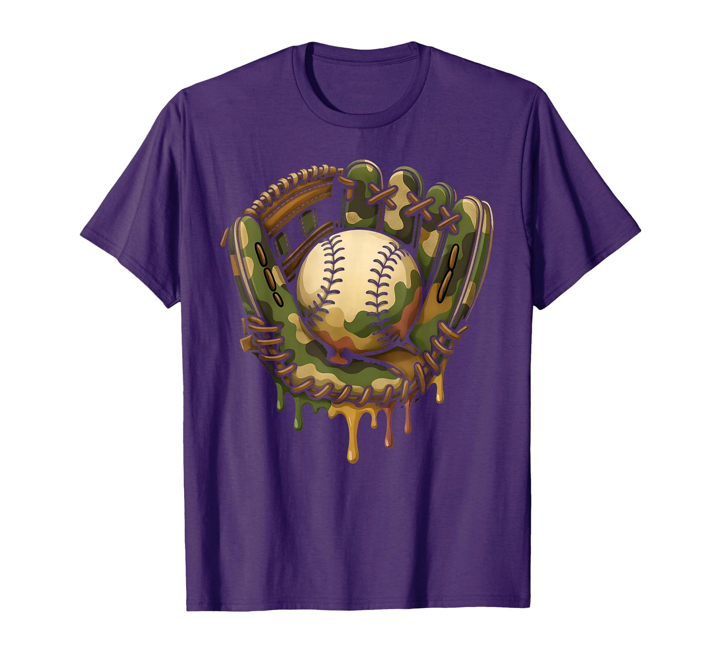 Baseball Drip Camo Baseball Glove Boys Sports Cool Game Day T-Shirt