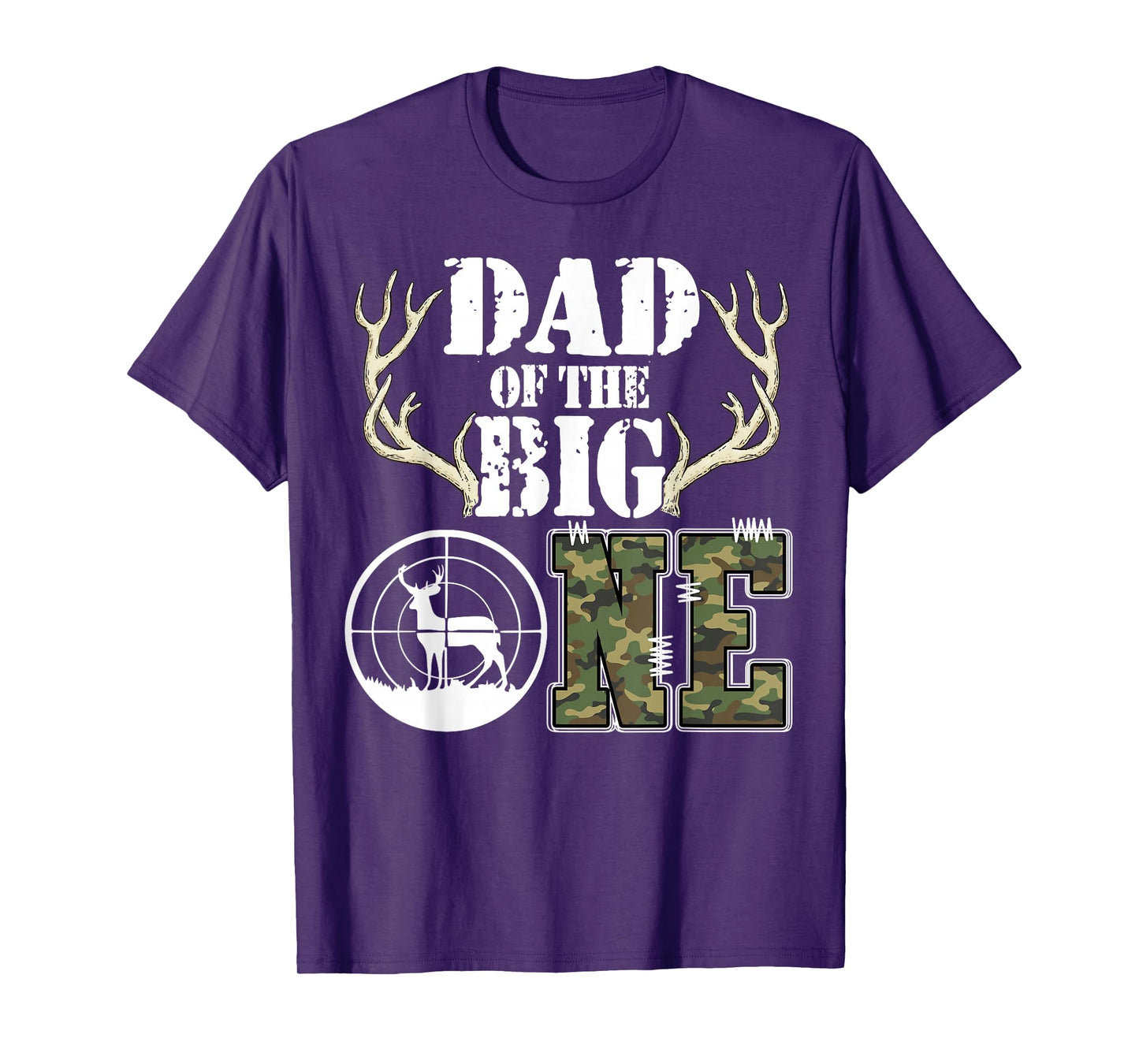 Dad of The Big One 1st Birthday Boy Deer Hunter Camouflage T-Shirt
