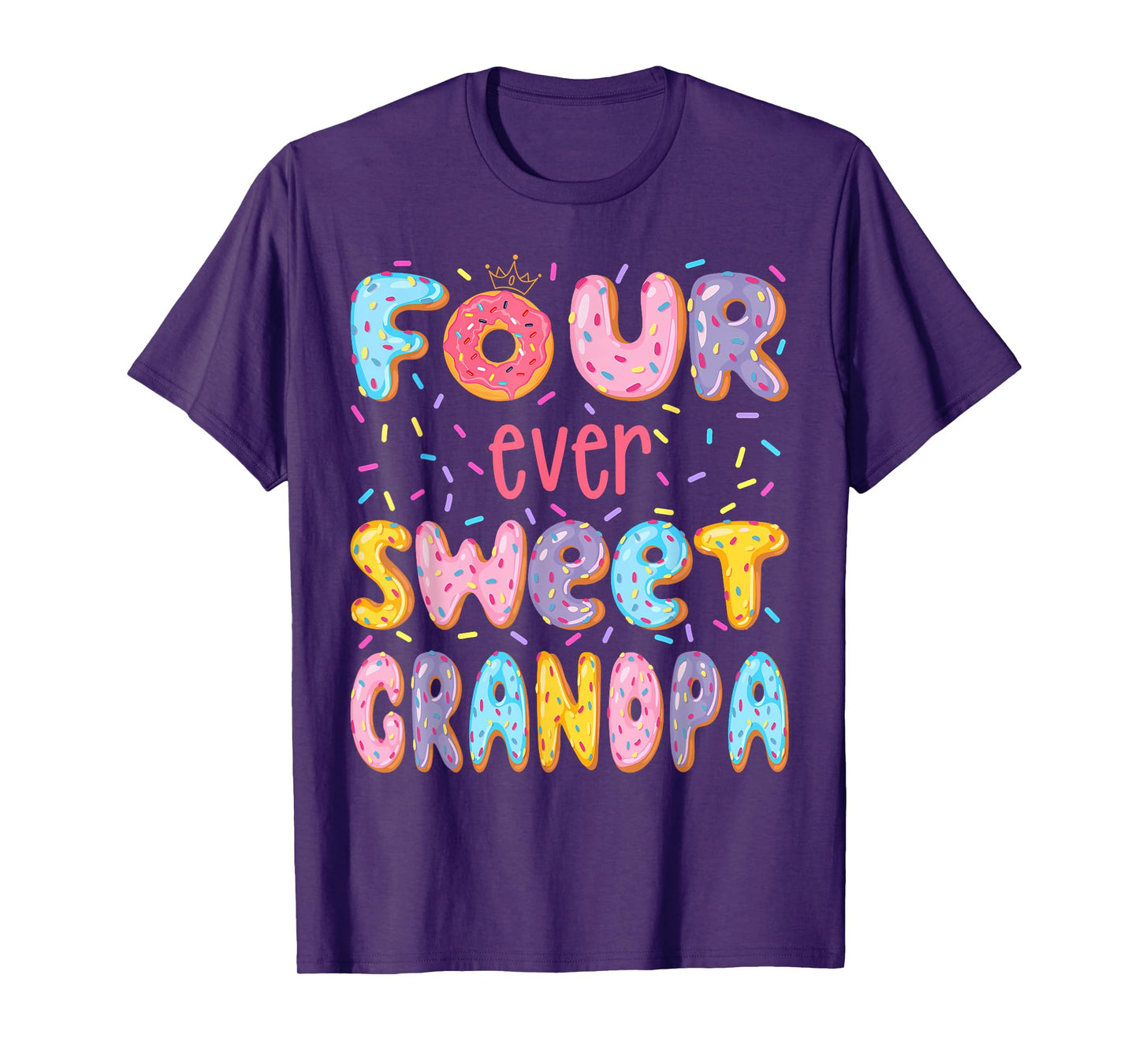 Four Ever Sweet Grandpa 4Th Birthday Girl Donut Lover T-Shirt