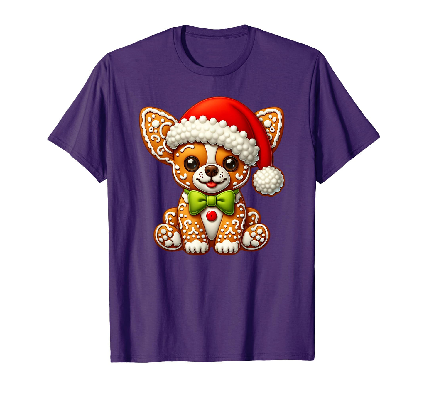 Funny Gingerbread Man Chihuahua Christmas Womens Mens Kids T-Shirt