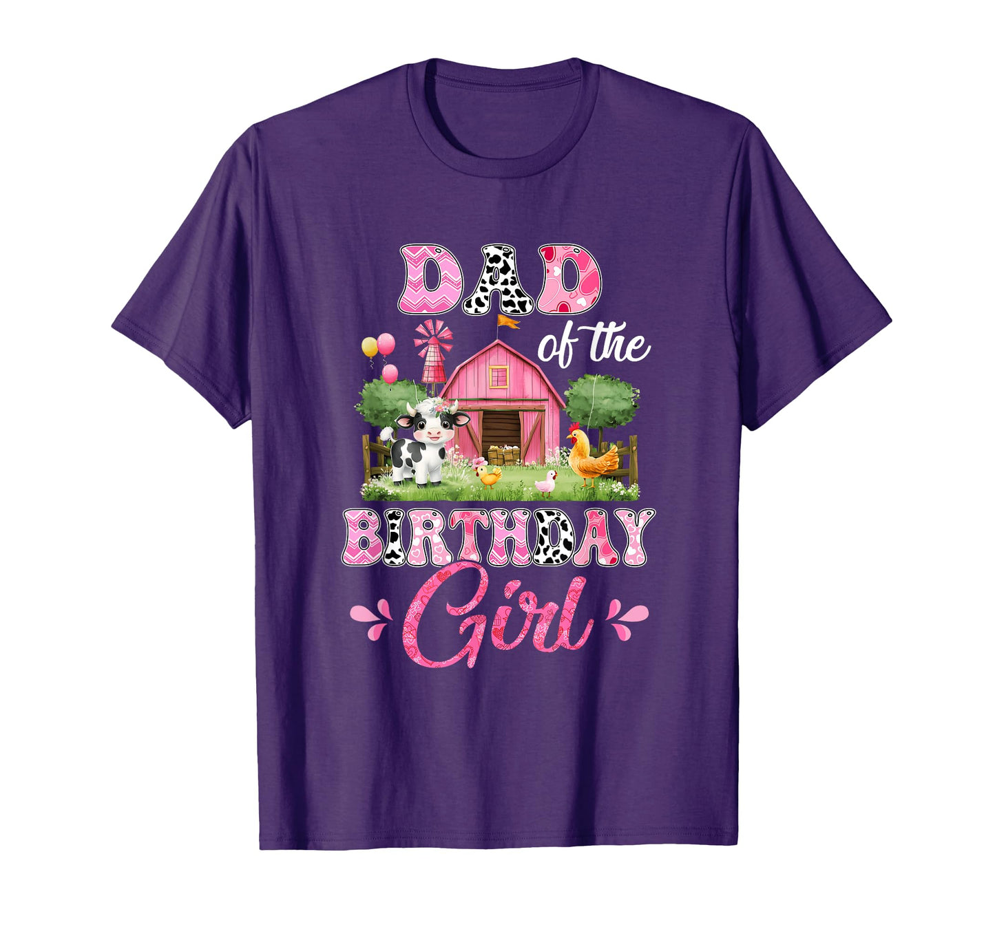 Dad Of The Birthday Girl 1St Birthday Cow Farm Family T-Shirt