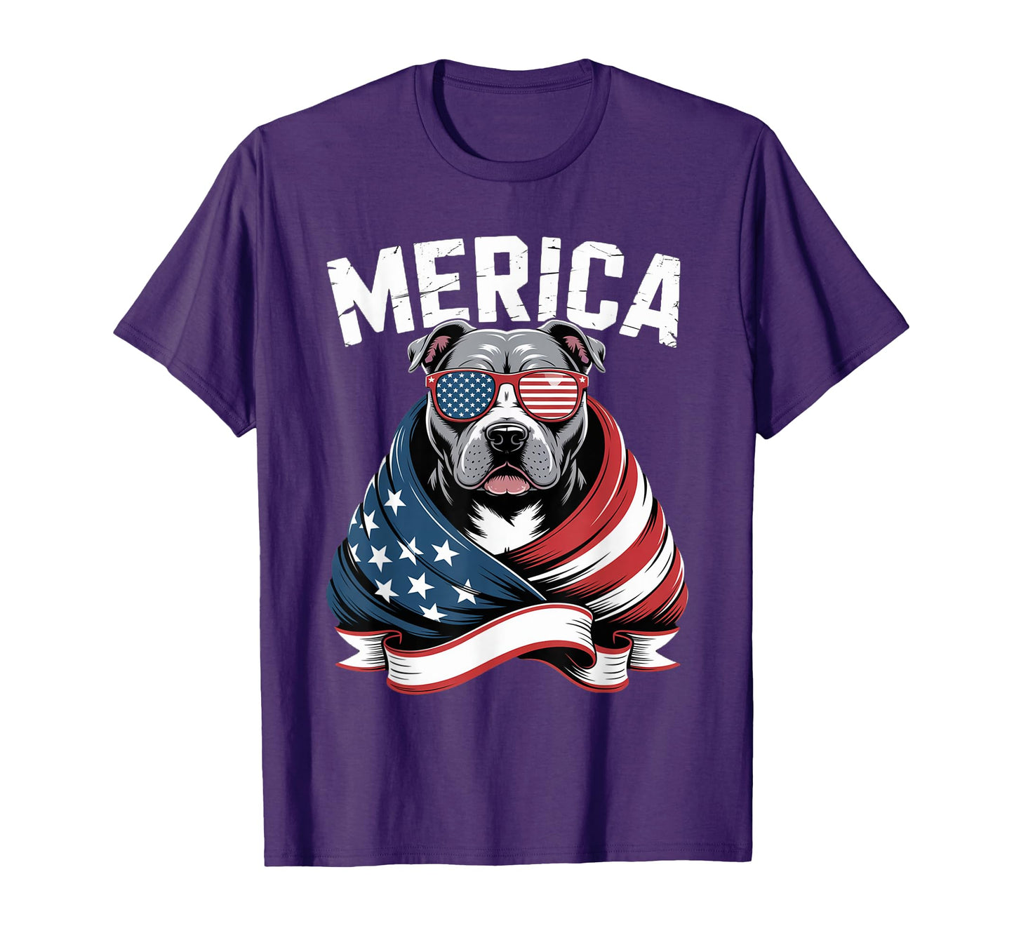 Merica Pitbull Dog Patriotic American Flag 4th Of July T-Shirt for Men Women Kids