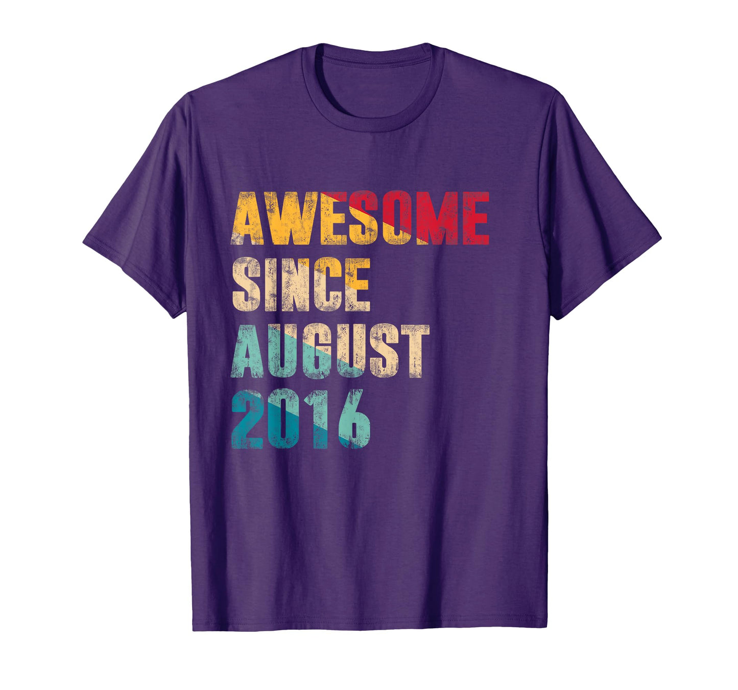 8 Years Old Bday Gift Awesome Since August 2016 8th Birthday T-Shirt