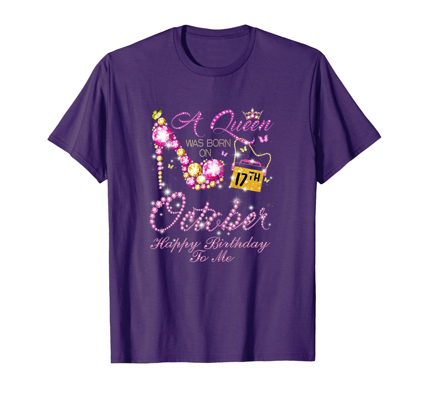 Womens A Queen Was Born In Oct, Oct 17th Birthday T-Shirt