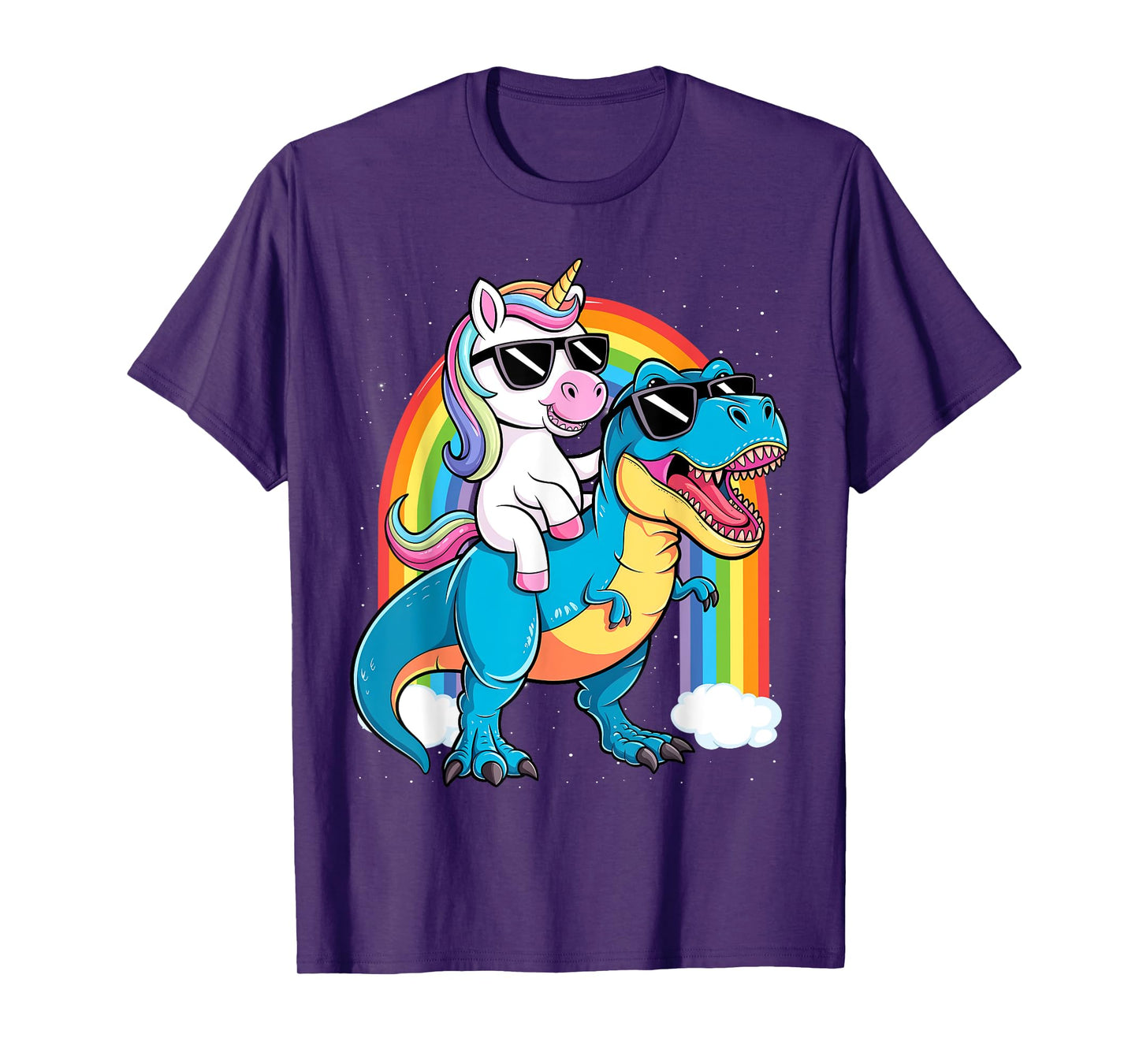 Unicorn Riding T Rex Dinosaur Boys Girls Kids Men T-Shirt