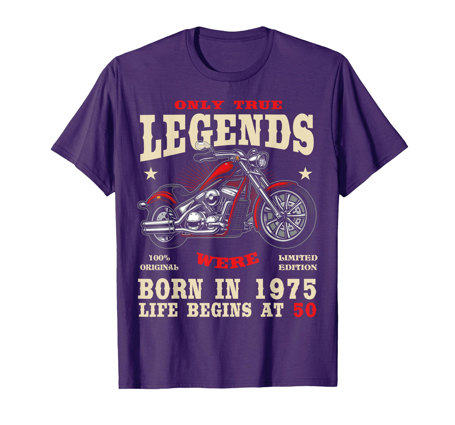 2025 | 50th Birthday Man Biker Gift Motorcycle Chopper 1975 T-Shirt