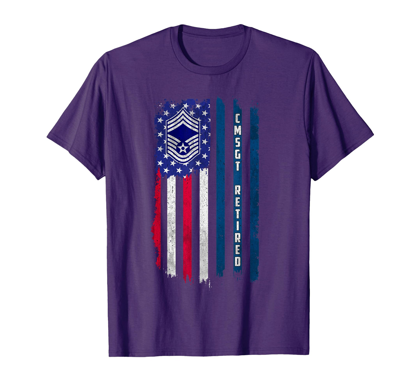 Retired E-9 Chief Master Sergeant CMSgt Rank American Flag T-Shirt
