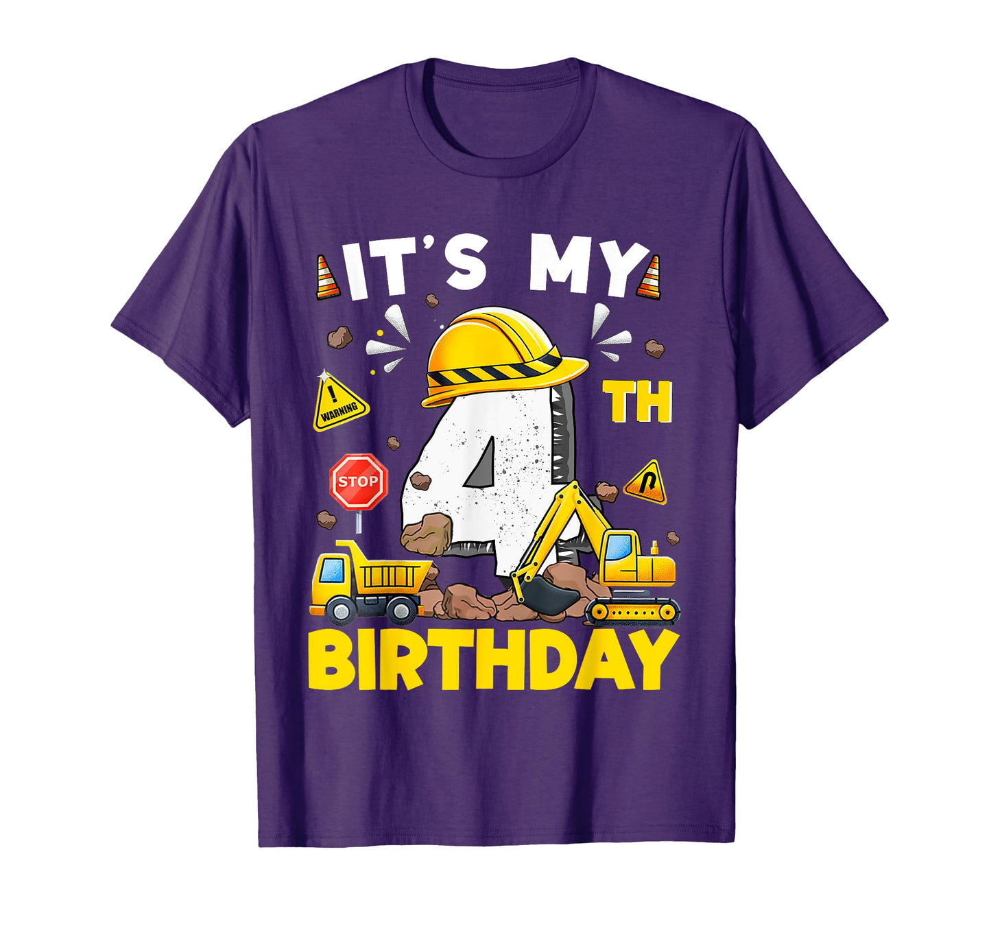 It's My 4th Birthday Boy Excavator Construction 4 Years Old T-Shirt