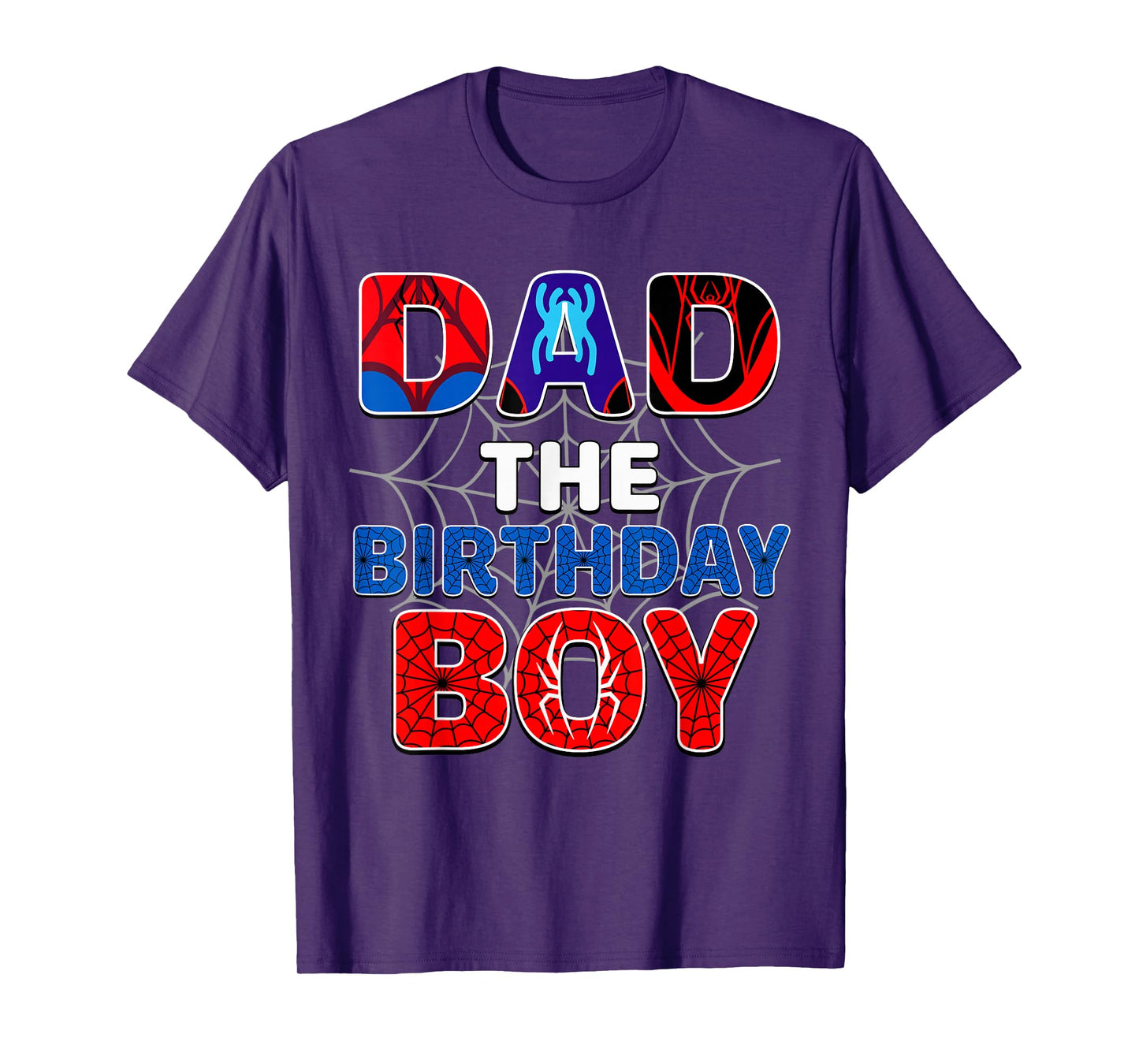Dad Of The Birthday Boy Shirt Matching Family Spider Web T-Shirt