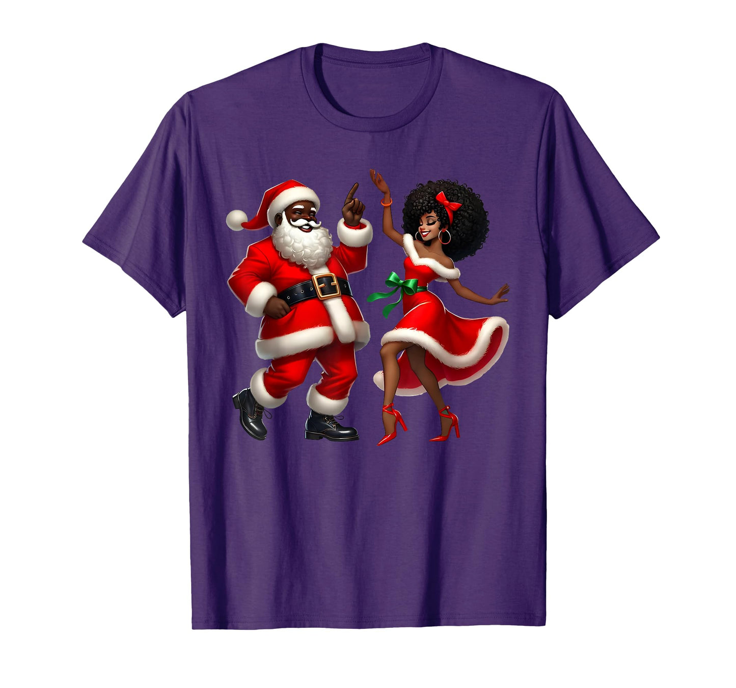 African Santa Mrs Claus Dancing African American Christmas T-Shirt