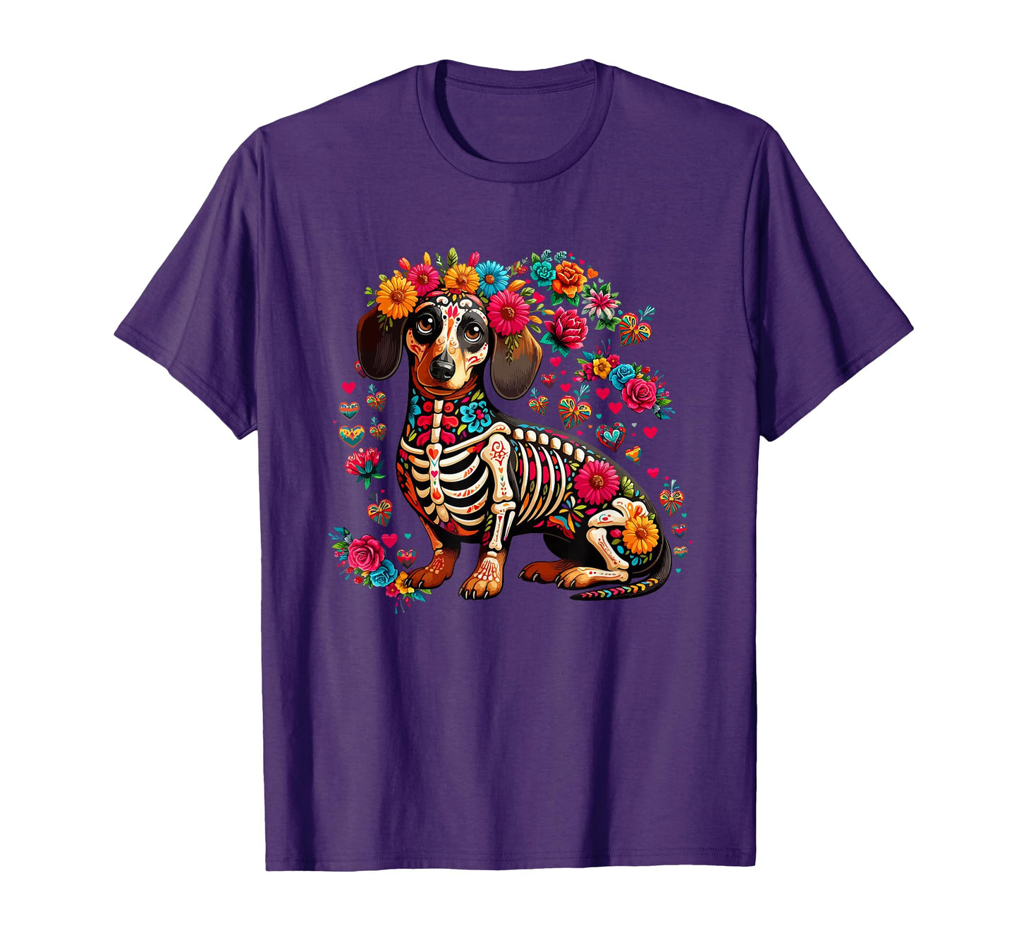 Dachshund Floral Skeleton Dia De Los Muertos Mexican Lover T-Shirt