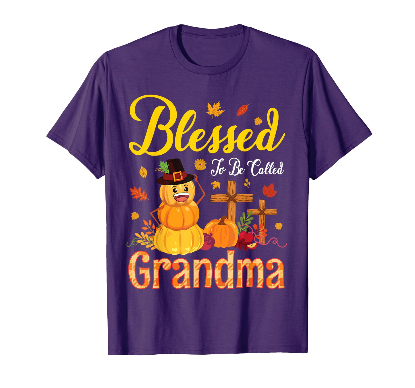 Flower Fruits Pumpkin Pilgrim Blessed To Be Called Grandma T-Shirt