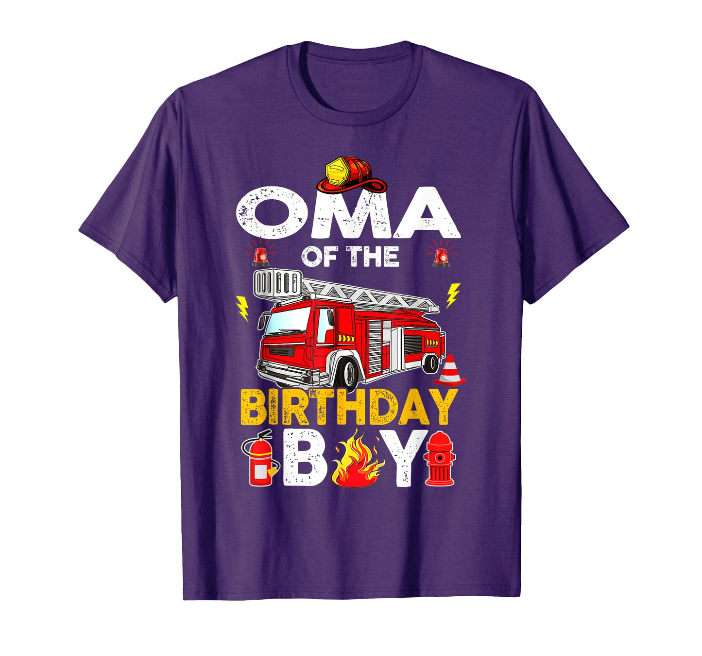 Oma Of The Birthday Boy Fire Truck Firefighter Party T-Shirt