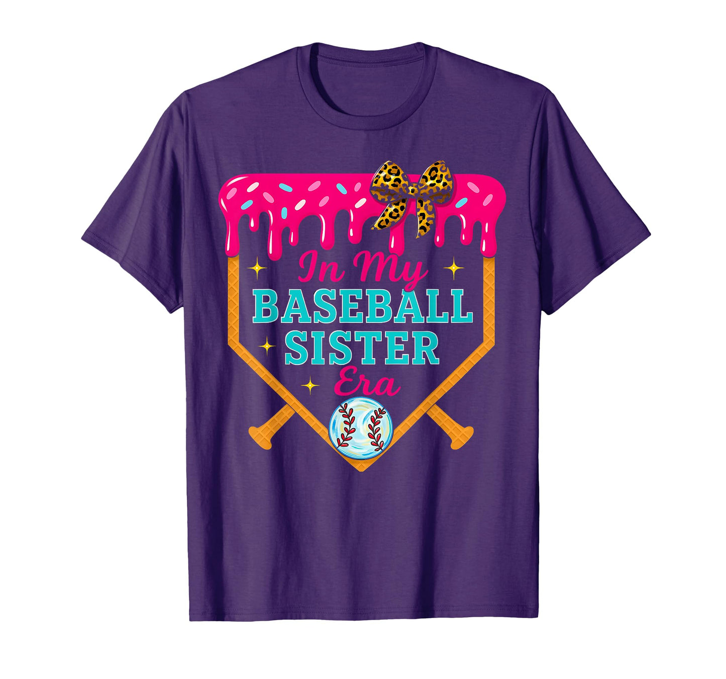 In My Baseball Sister Era Ice Cream Drip Sweet Baseball T-Shirt