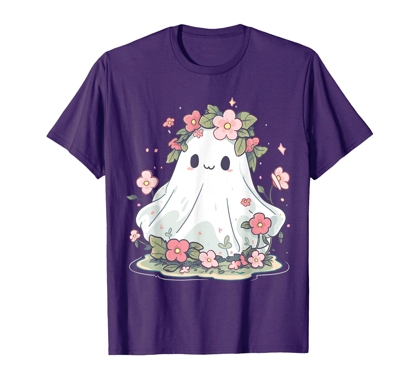 Women Halloween Shirt Floral Ghost Halloween Costume T-Shirt