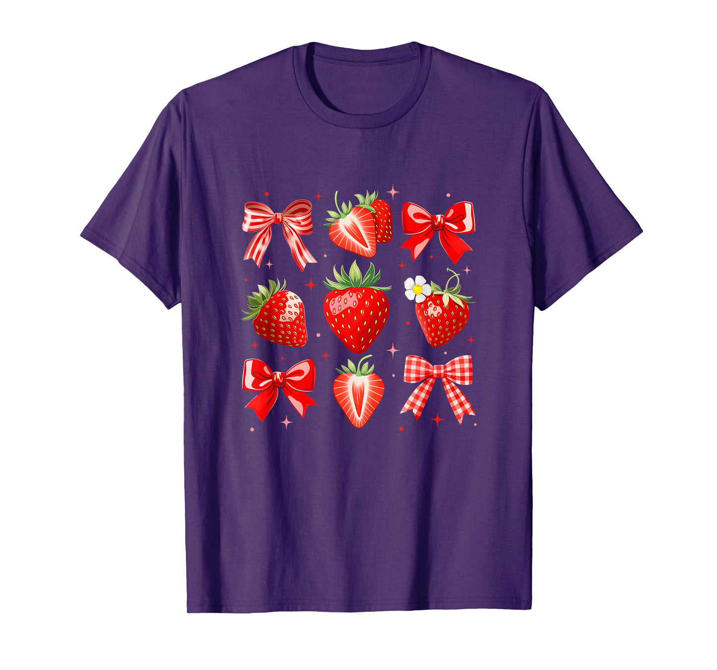 Strawberry Coquette Bow Strawberries Festival Girls Women T-Shirt