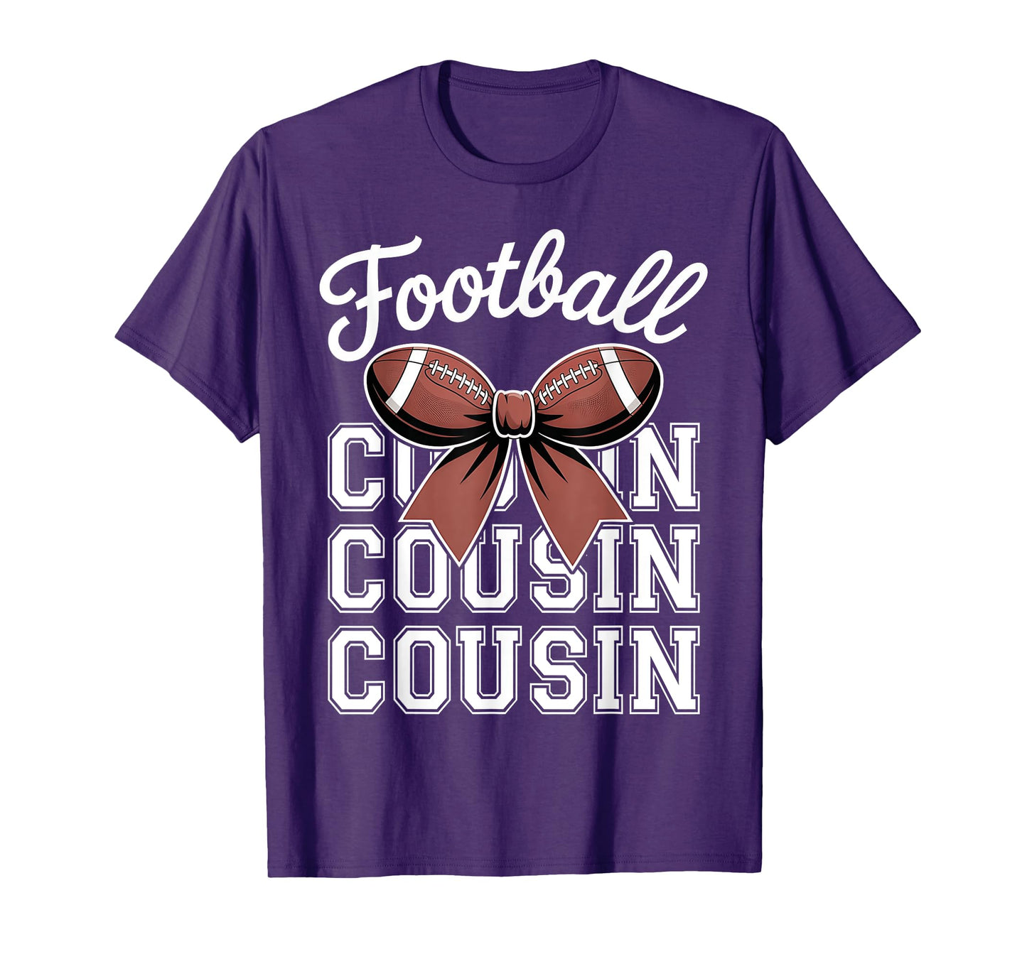 Football Cousin Cute Bow Football Lover Cousin Mothers Day T-Shirt