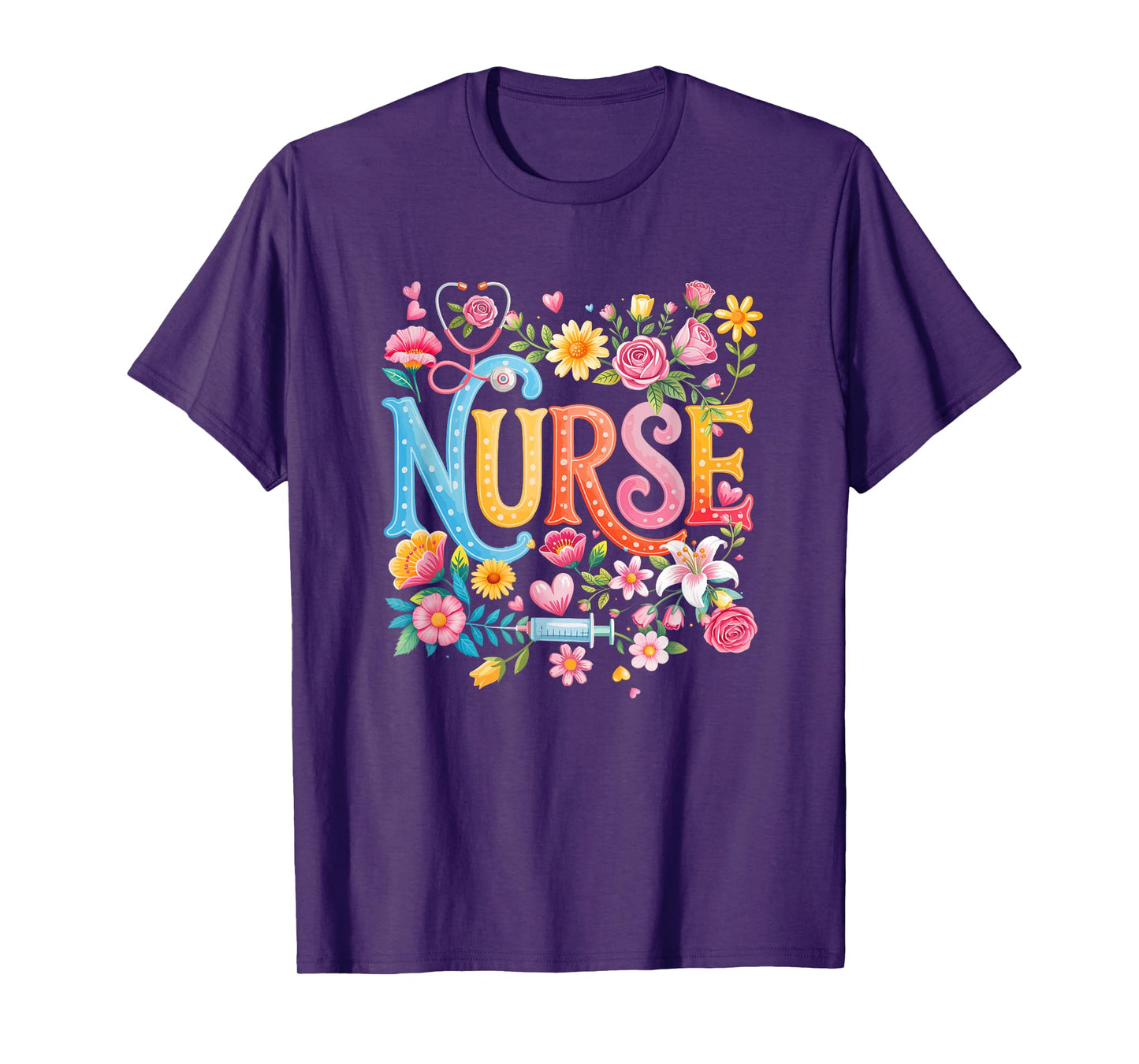 Cute Retro Groovy Nurse Flower Nursing Women T-Shirt