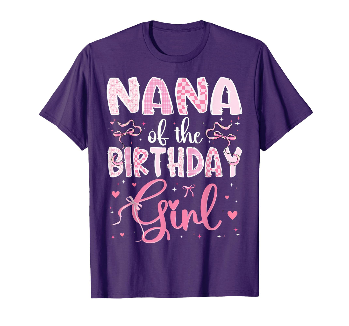 Nana of The Birthday Girl Matching Pink Coquette Bow T-Shirt