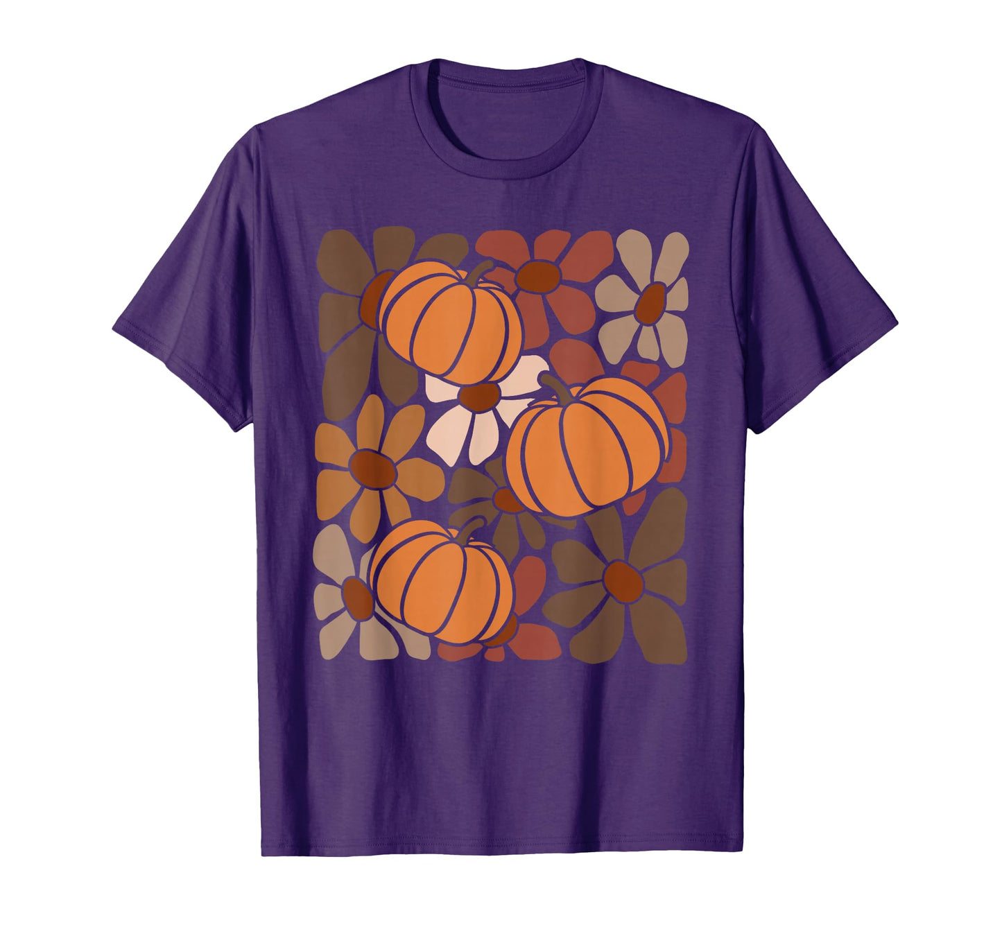 Wildflower Pumpkin Season Autumn Fall Leaves Thanksgiving T-Shirt