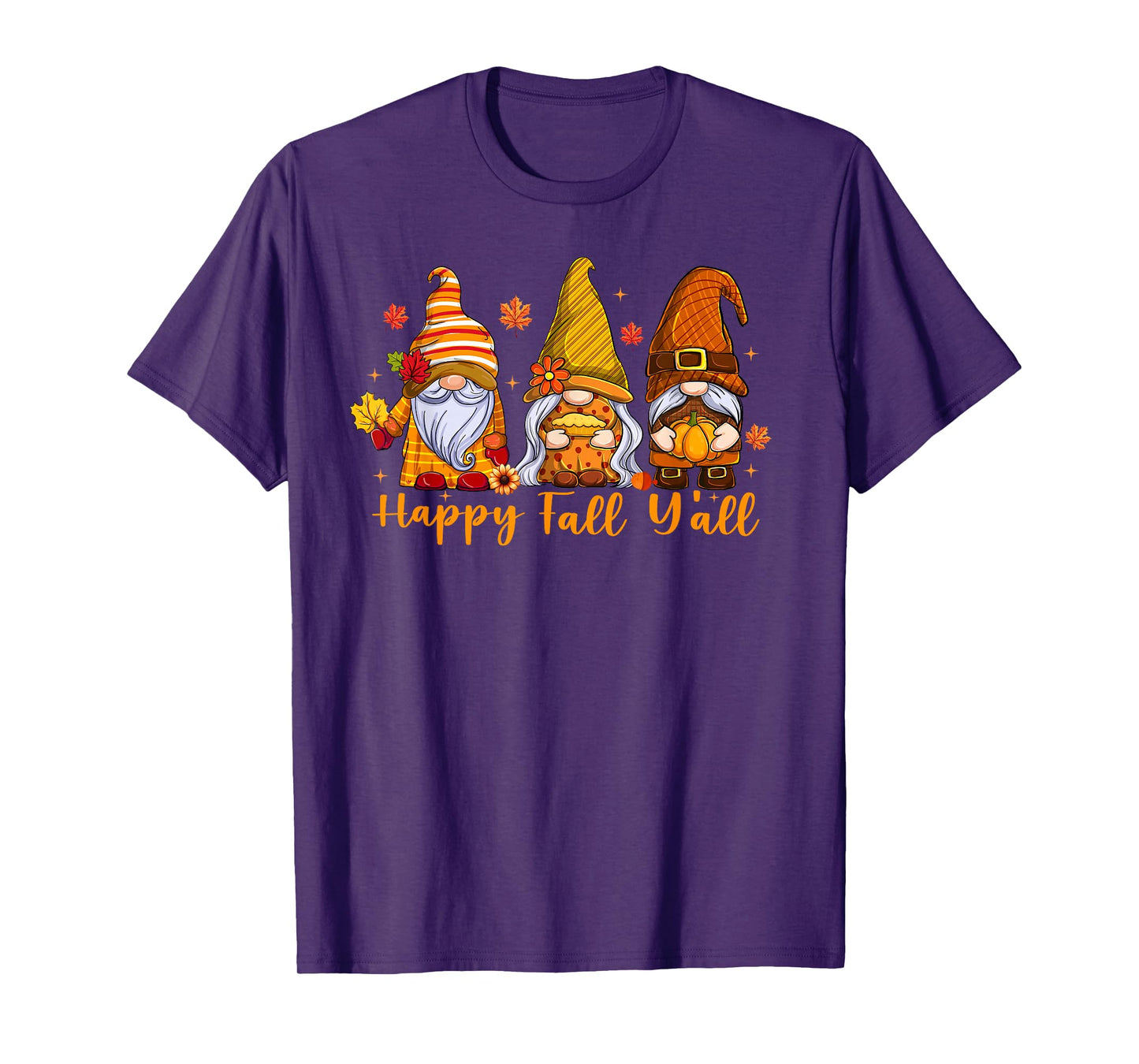 Happy Fall Y'all Gnome Pumpkin Autumn Thanksgiving Men Women T-Shirt