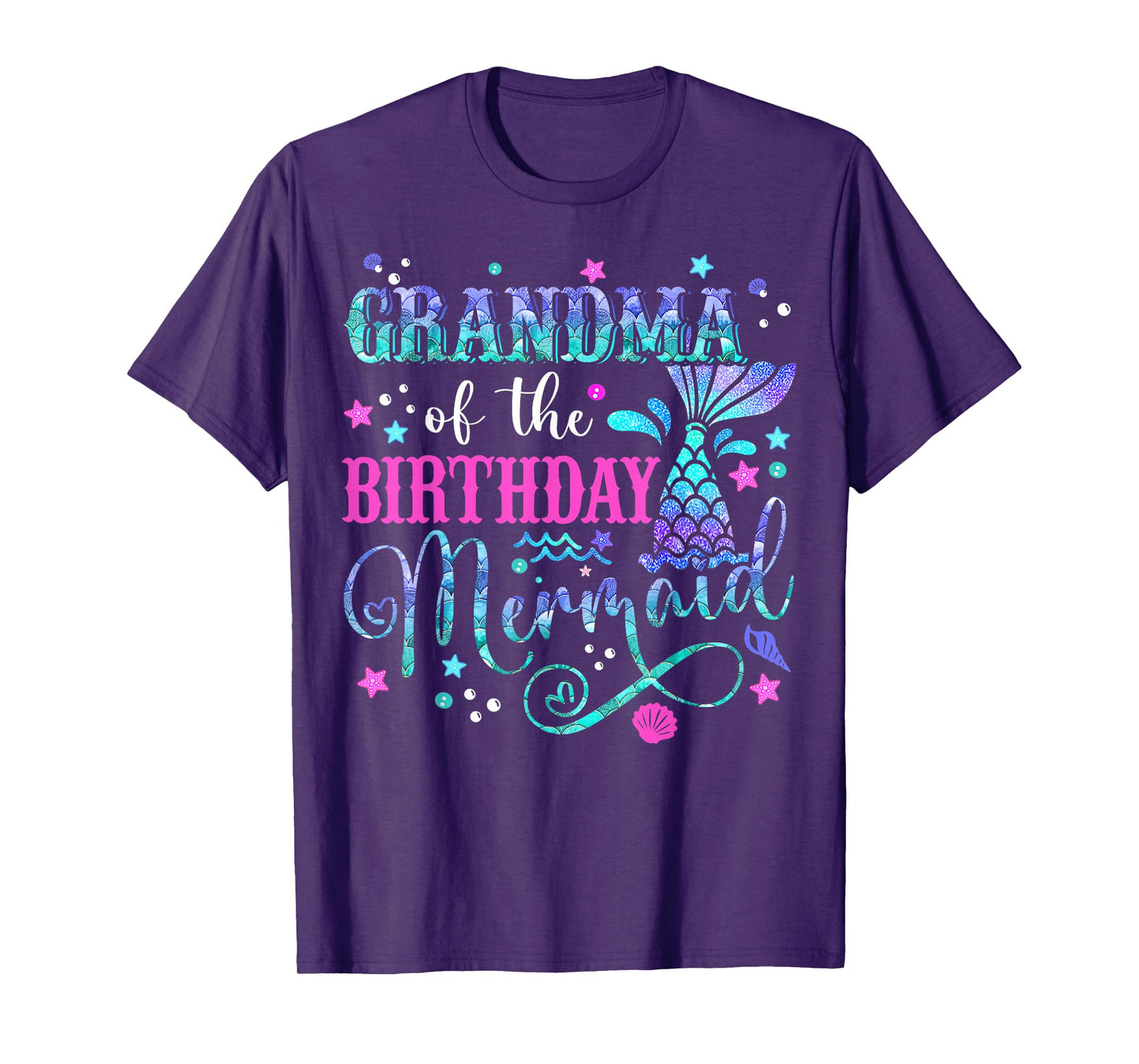 Grandma Of The Birthday Mermaid Girl Bday Party Squad Family T-Shirt
