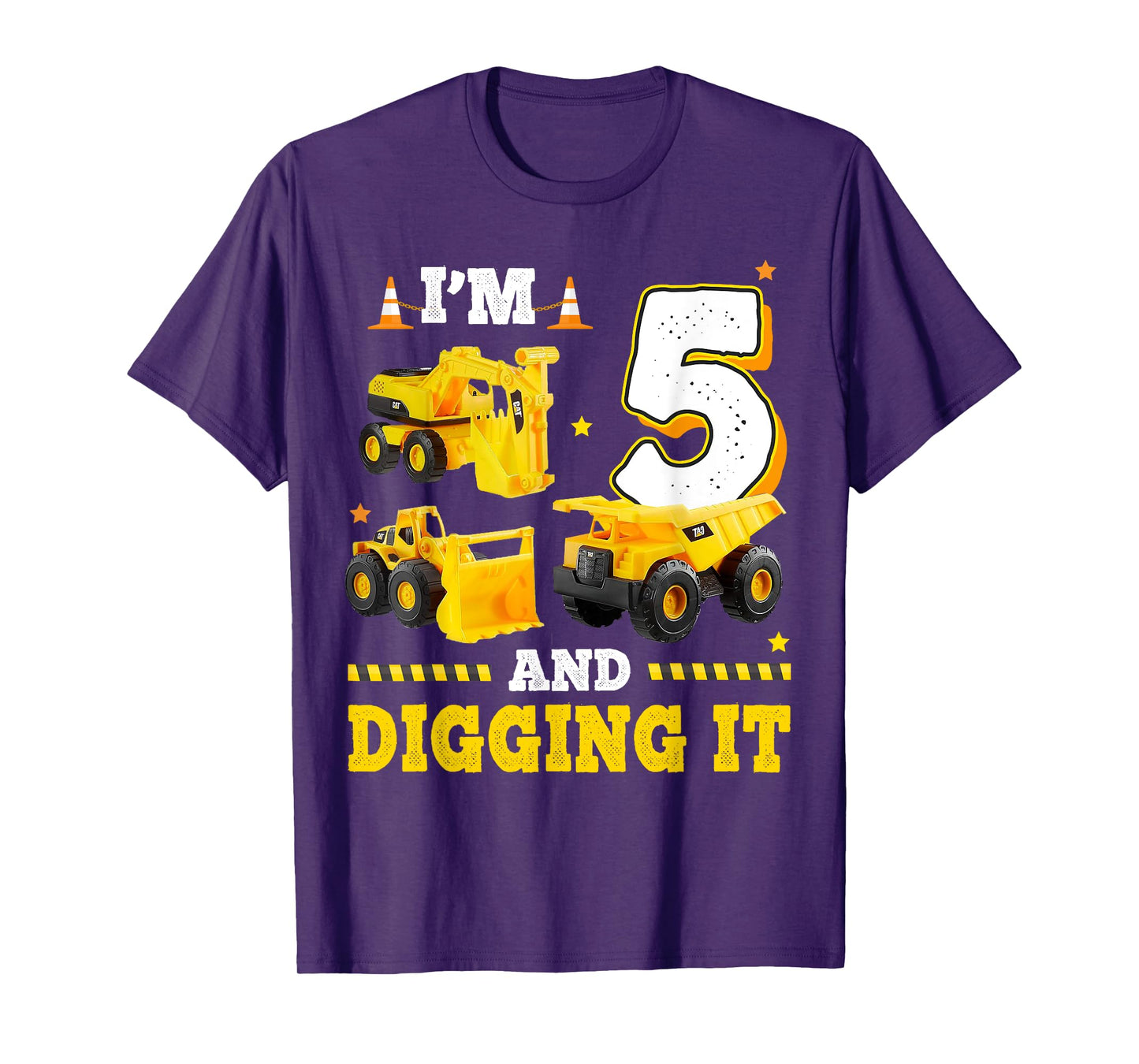 5th Birthday Construction I'm 5yr And Digging It 5 Years Old T-Shirt