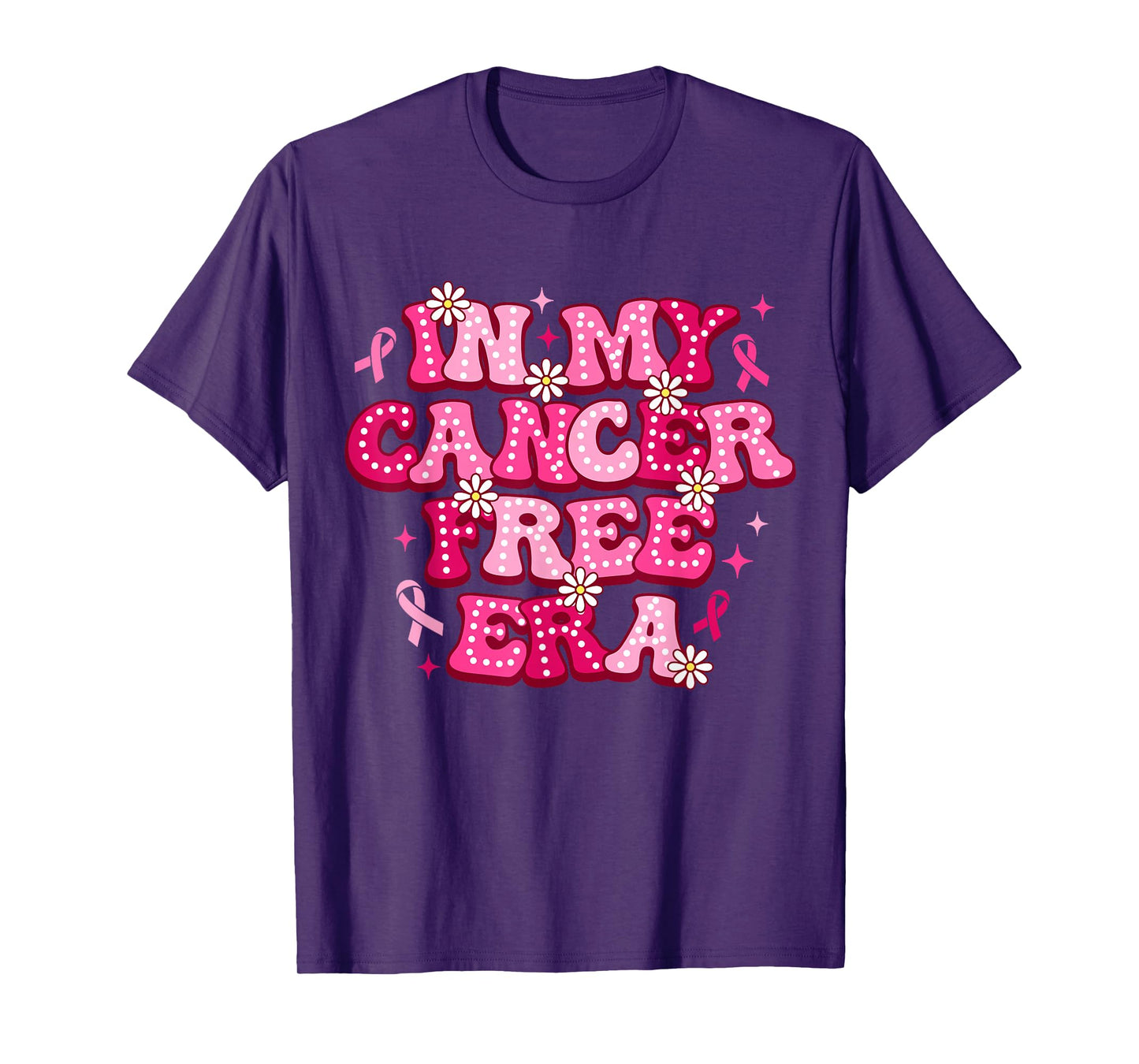 Groovy In My Cancer Free Era Breast Cancer Awareness Support T-Shirt