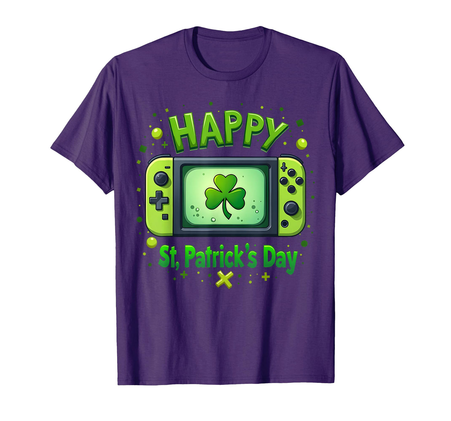 Video Gamer Funny Shamrock Happy St Patrick's Day Boys Men T-Shirt