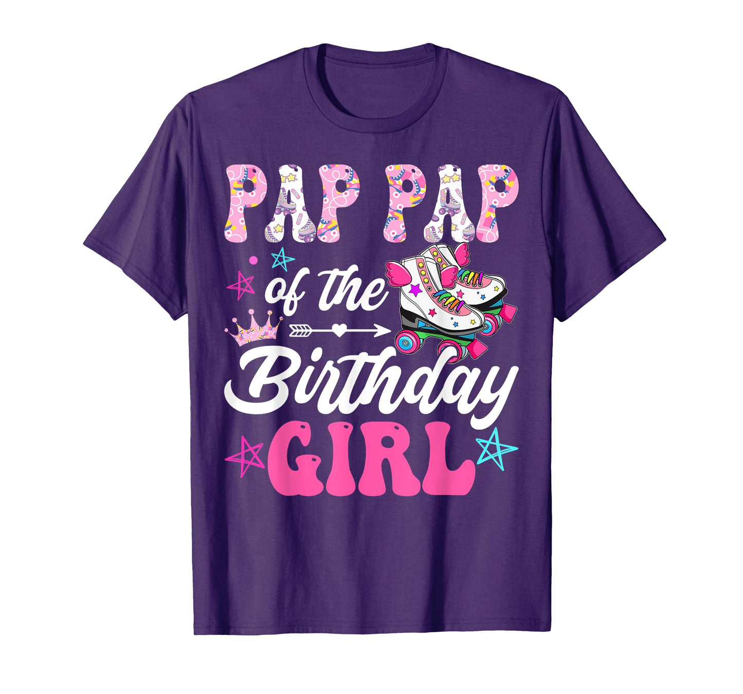Pap Pap Of The Birthday Girl Rolling Skate Family Matching T-Shirt
