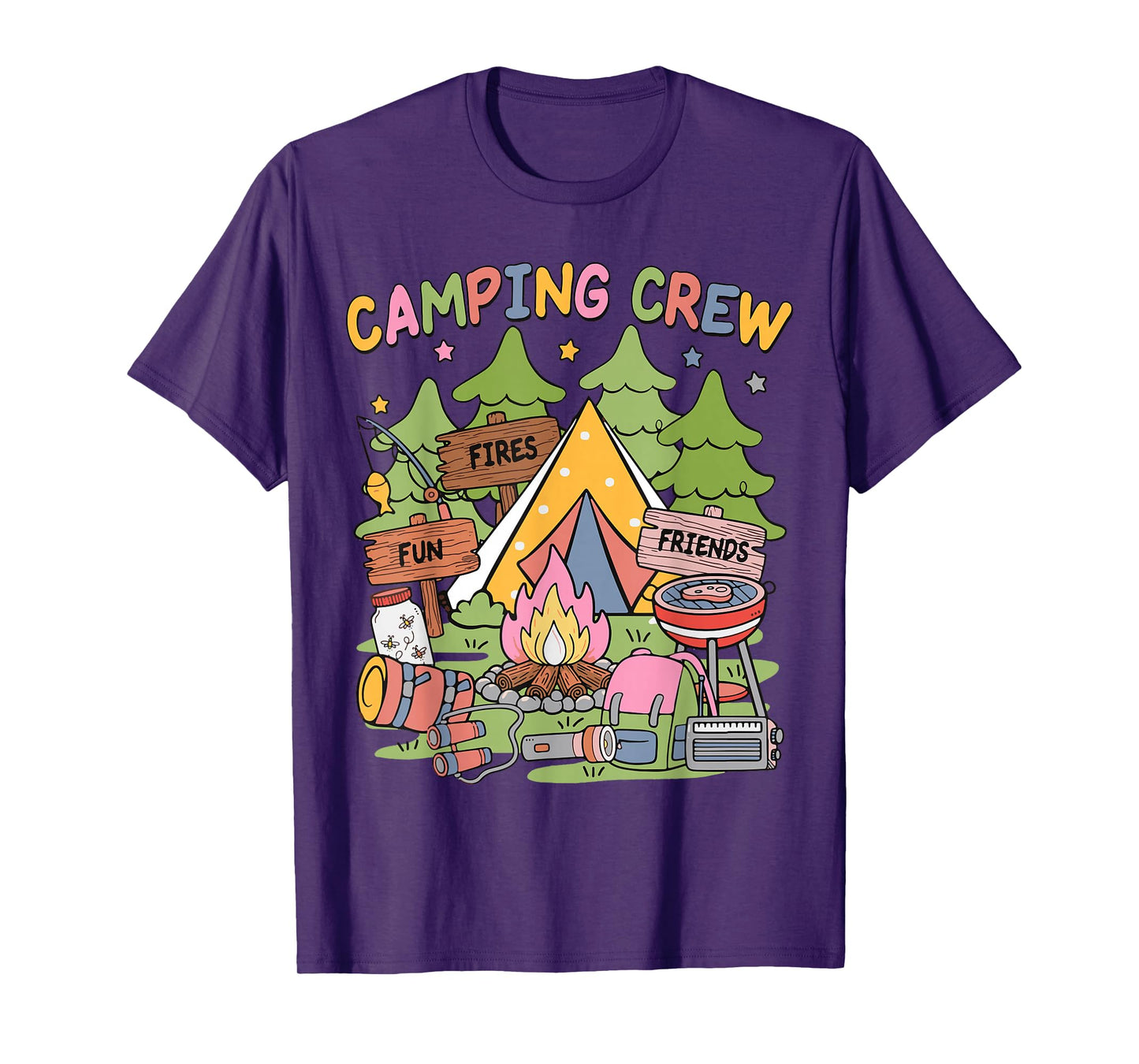 Camping Crew Family Matching Group Friends Men Women Kids T-Shirt