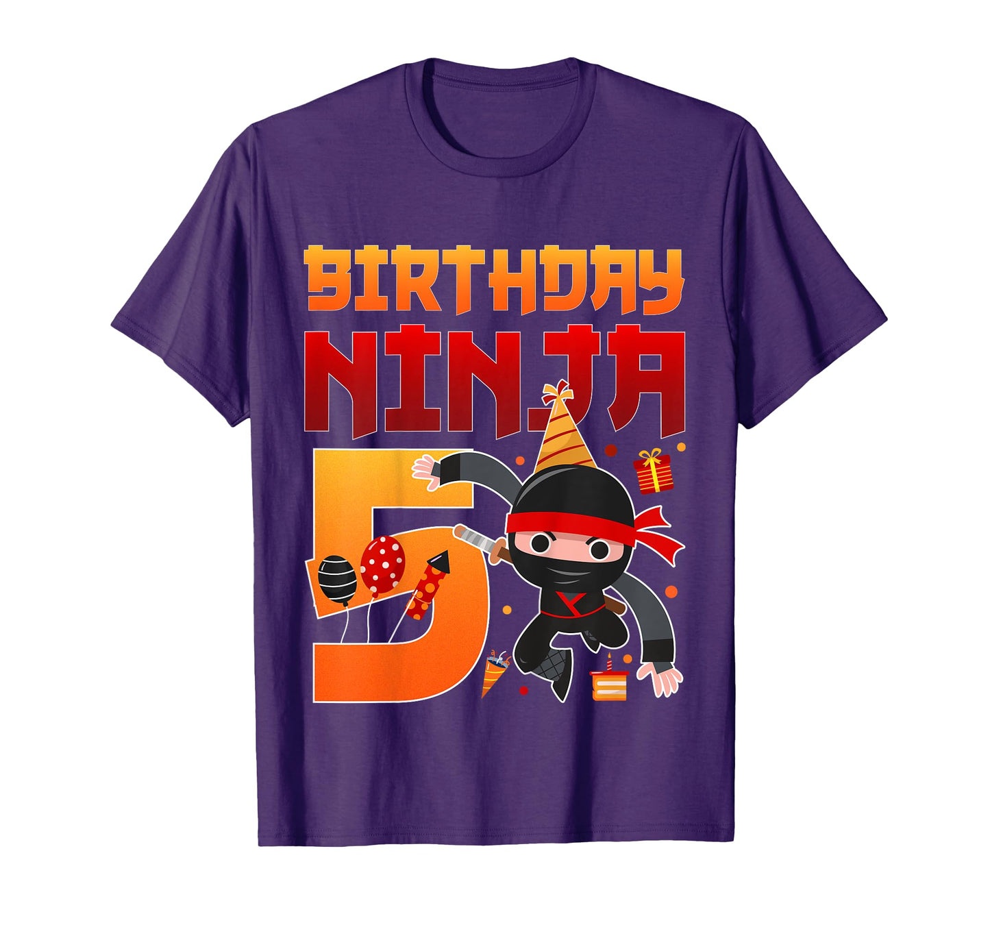 Ninja 5 birthday - Kids 5 Years Old Ninja 5th Birthday Party T-Shirt