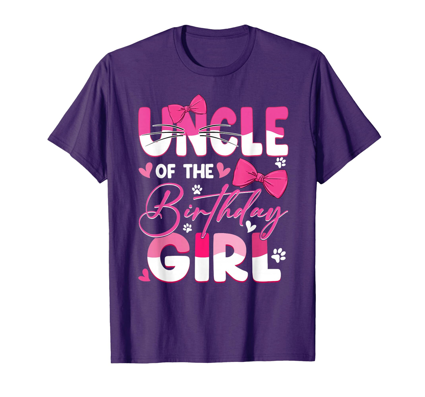 Uncle Of The Birthday Girl Cat Kitty Family Matching T-Shirt