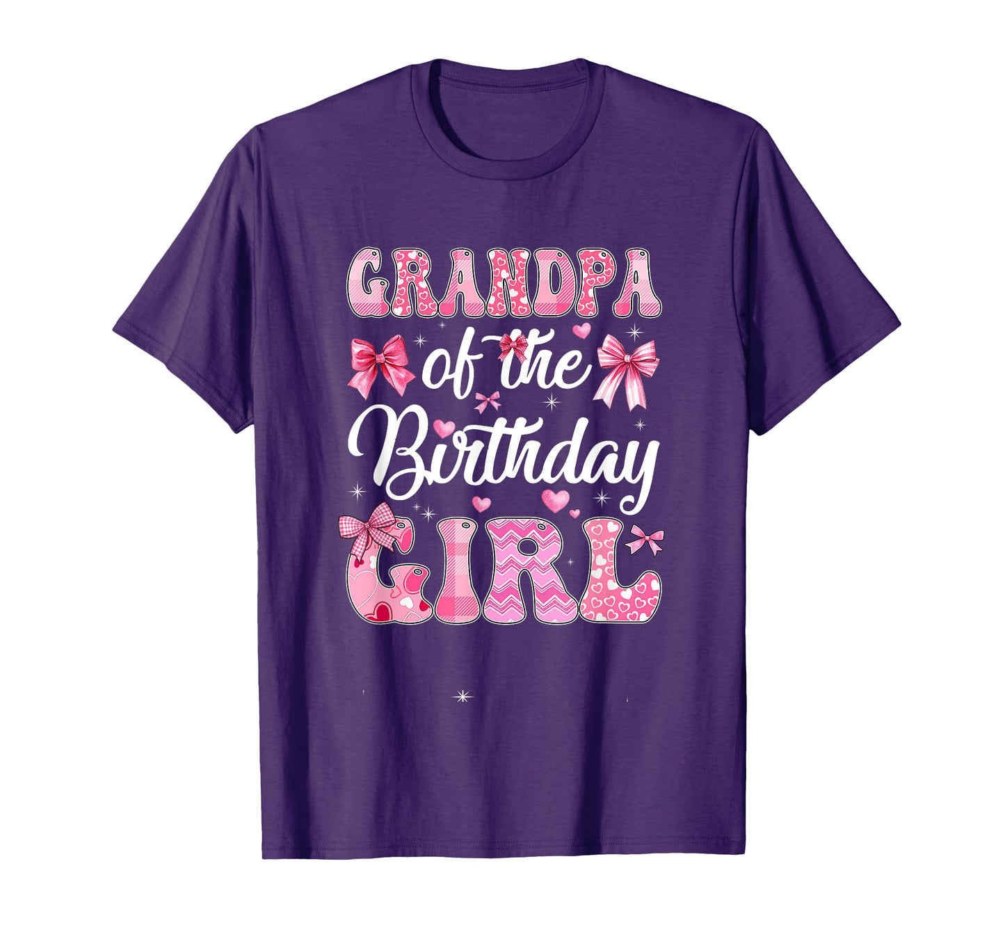 Grandpa Of The Birthday Girl Family Pink Coquette Bow T-Shirt