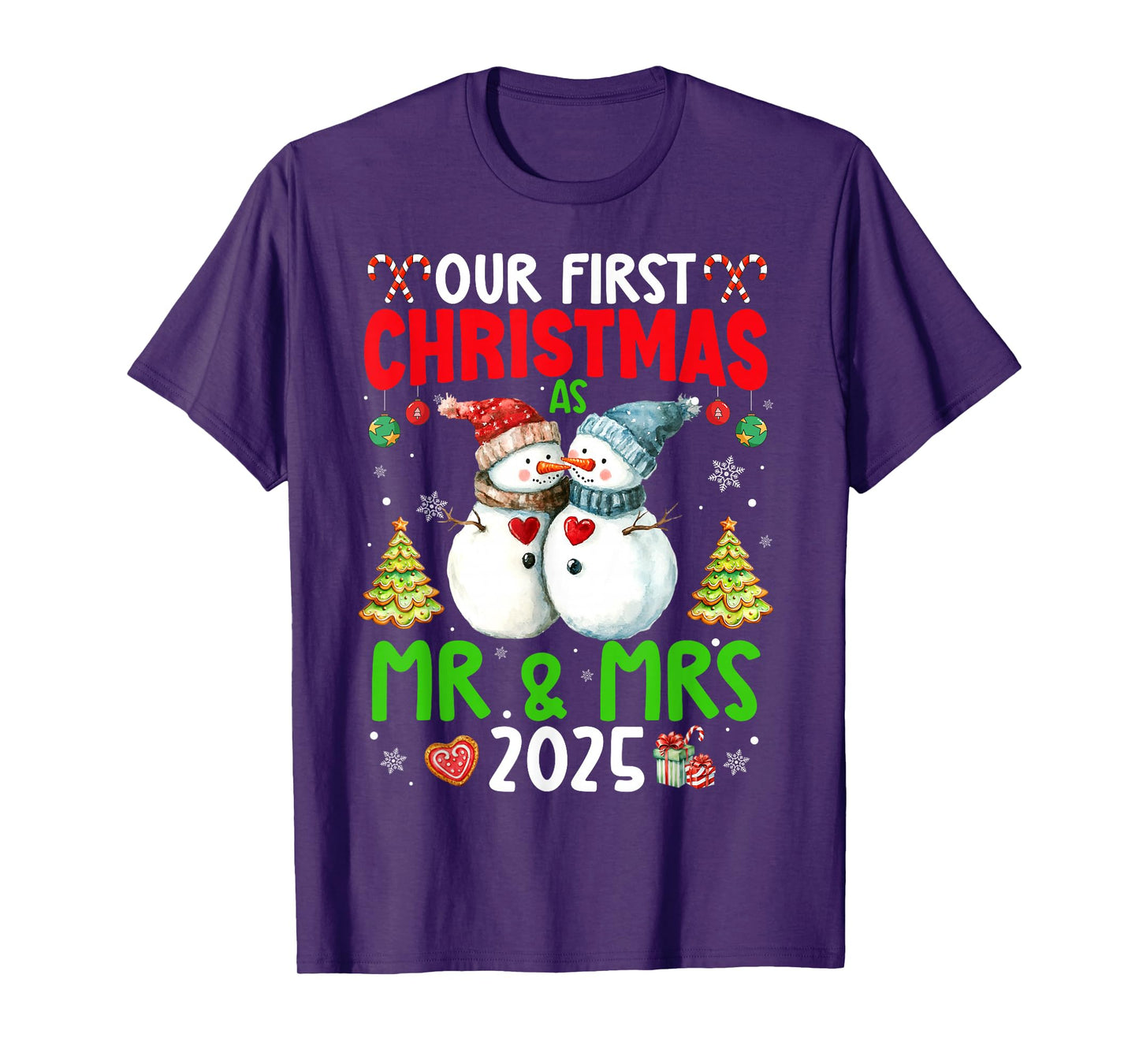 Our First Christmas as Mr & Mrs 2025 Couple Matching Pajamas T-Shirt