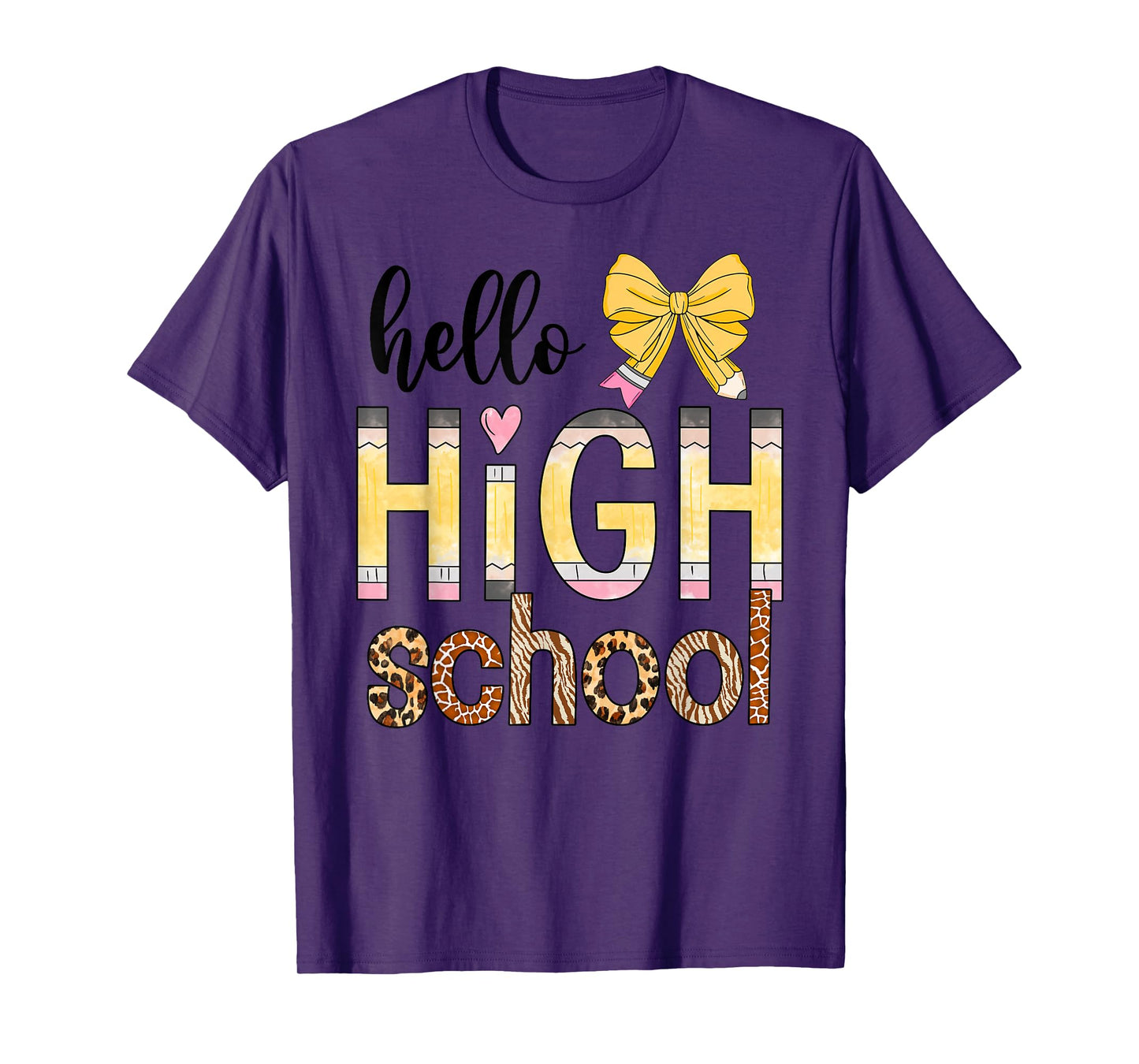 Cute Hello High School Animal Print Teacher Back To School T-Shirt