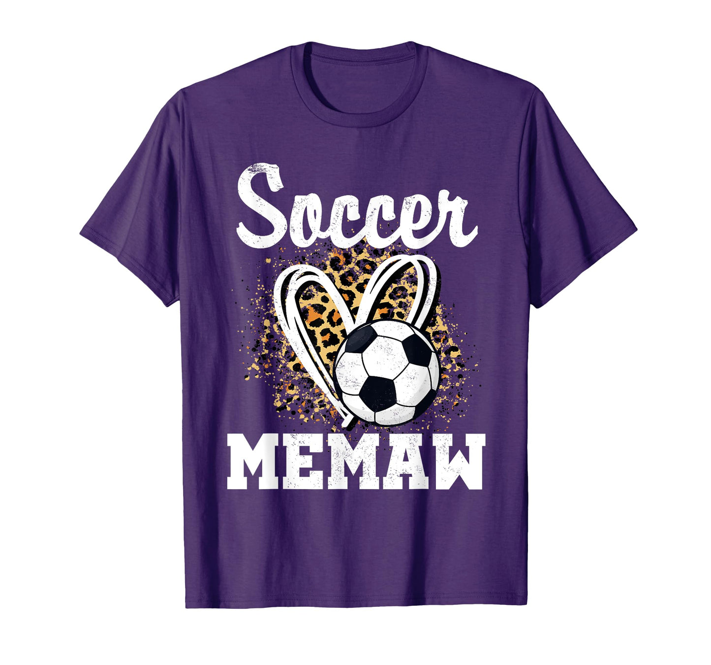 Soccer Memaw Leopard Heart Matching Family T-Shirt