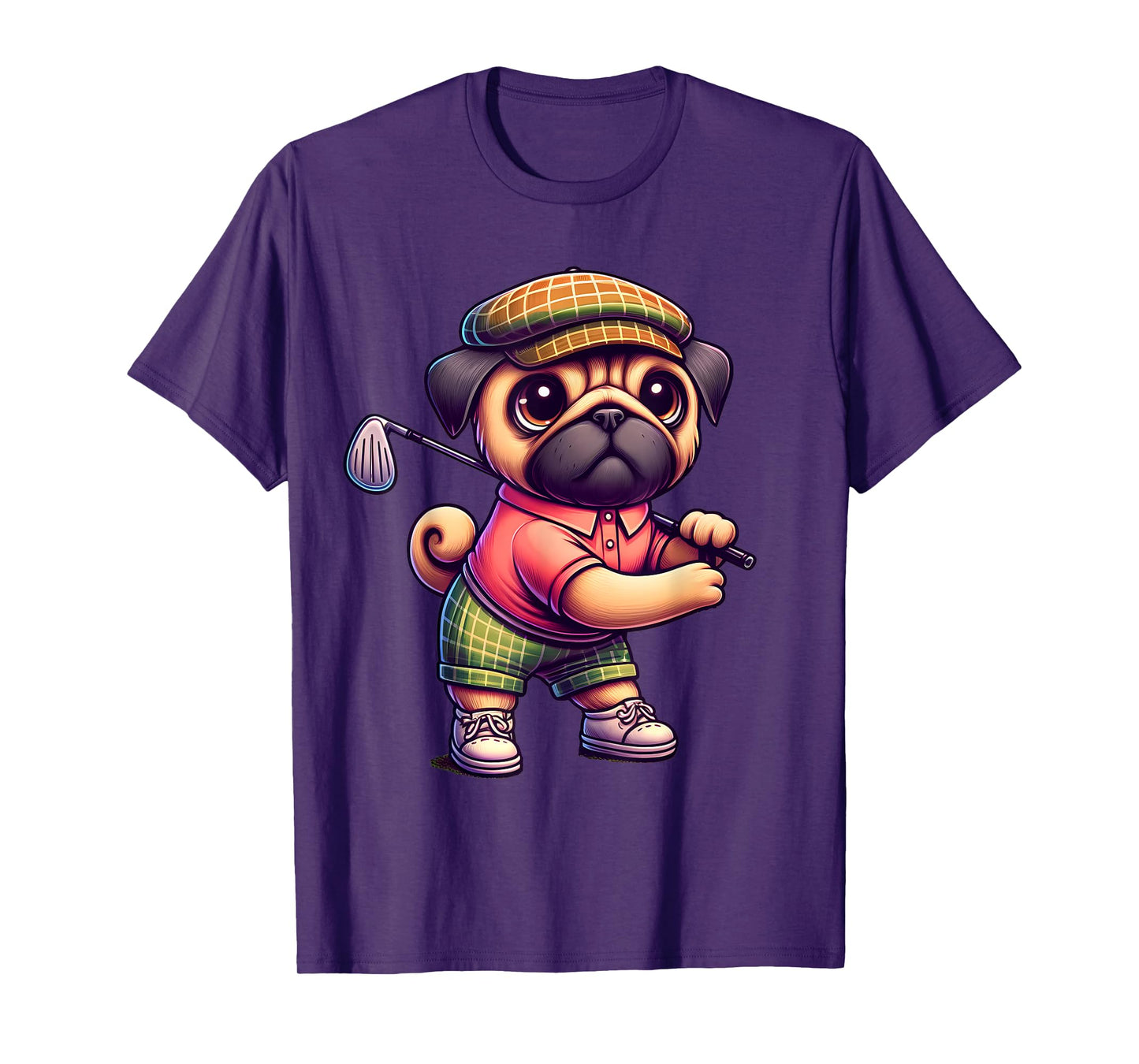 Cute Pug Playing Golf Golfer Golfing Sport Men Women Kids T-Shirt