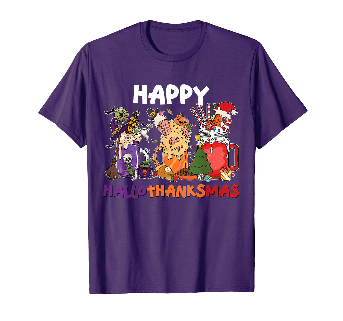 Happy HalloThanksMas Halloween Thanksgiving Christmas T-Shirt