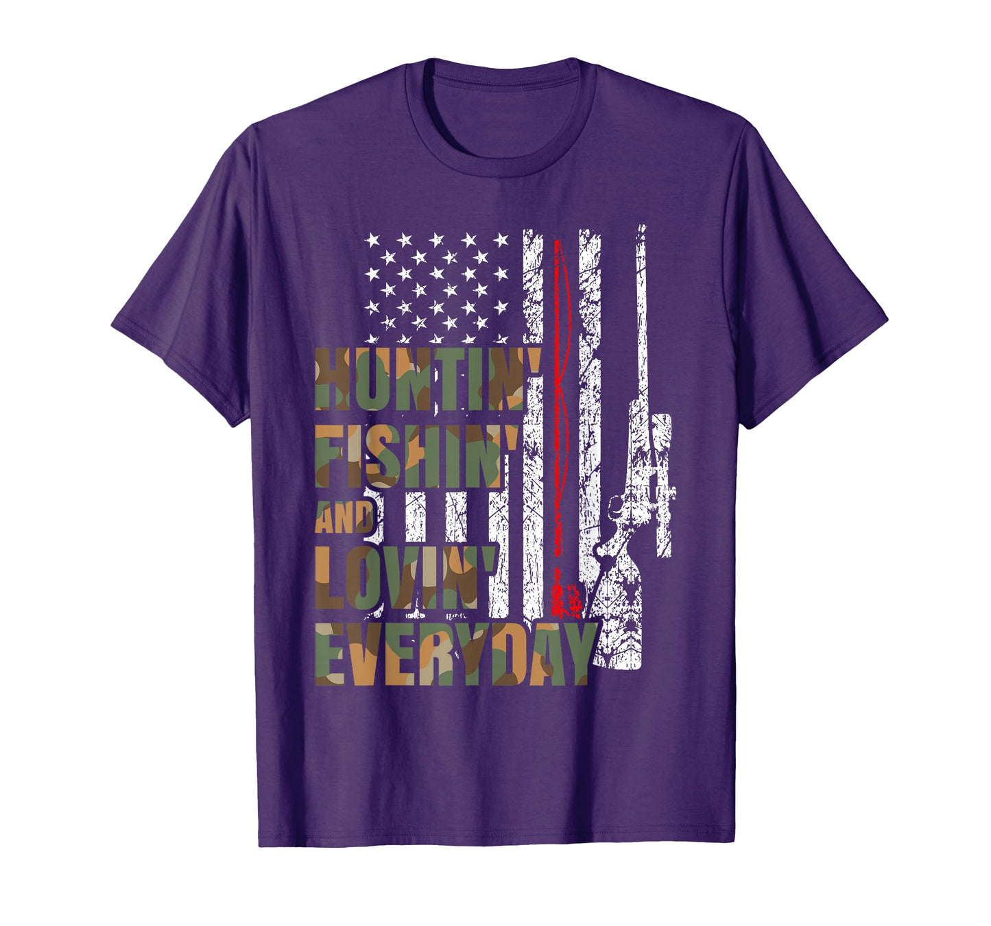 Hunting Fishing Loving Everyday American Deer Hunter Patriot T-Shirt