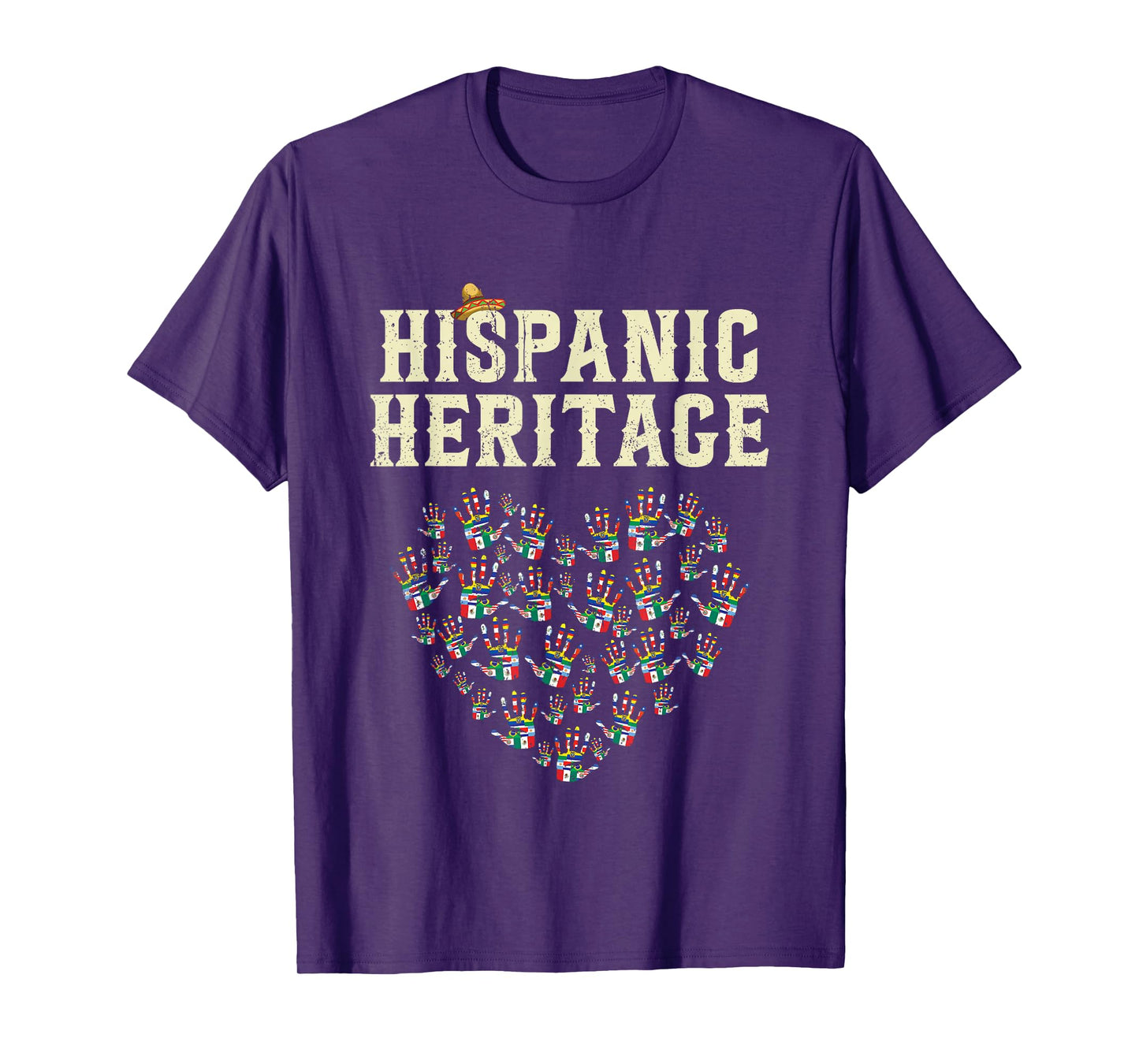 Hispanic Heritage Month Latin American Flags Handprint Heart T-Shirt