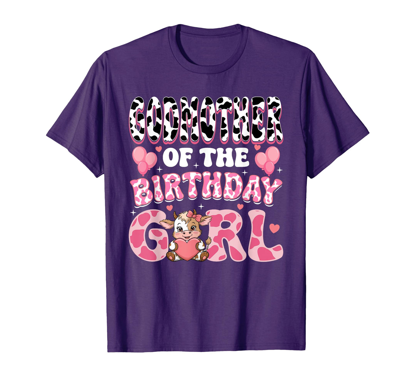 Godmother of The Birthday Girl Highland Cow 1St Birthday T-Shirt