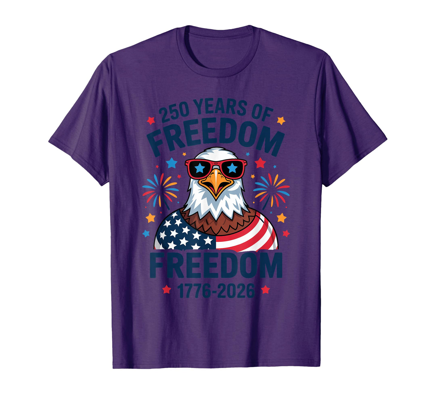1776 to 2026 Celebrate 250 Years American Flag Bald Eagle T-Shirt