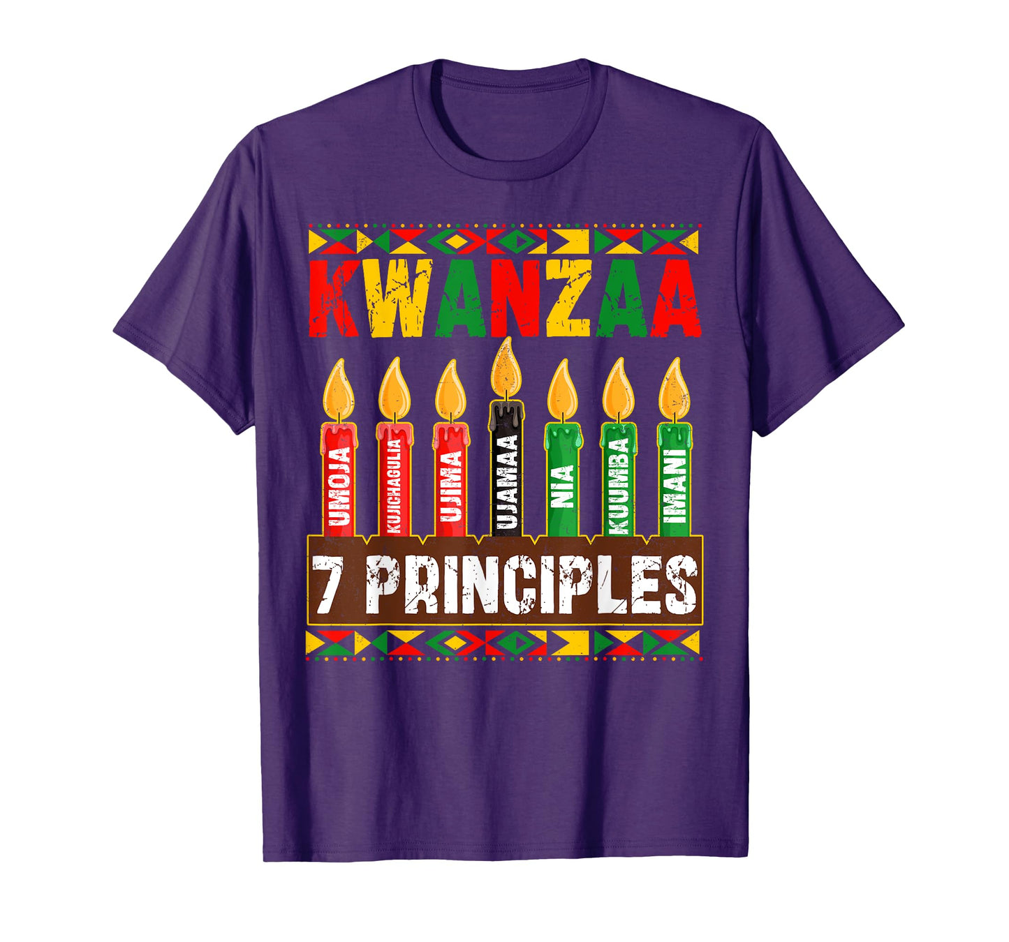 Happy Kwanzaa Kinara Seven Principles Candles Pan African T-Shirt