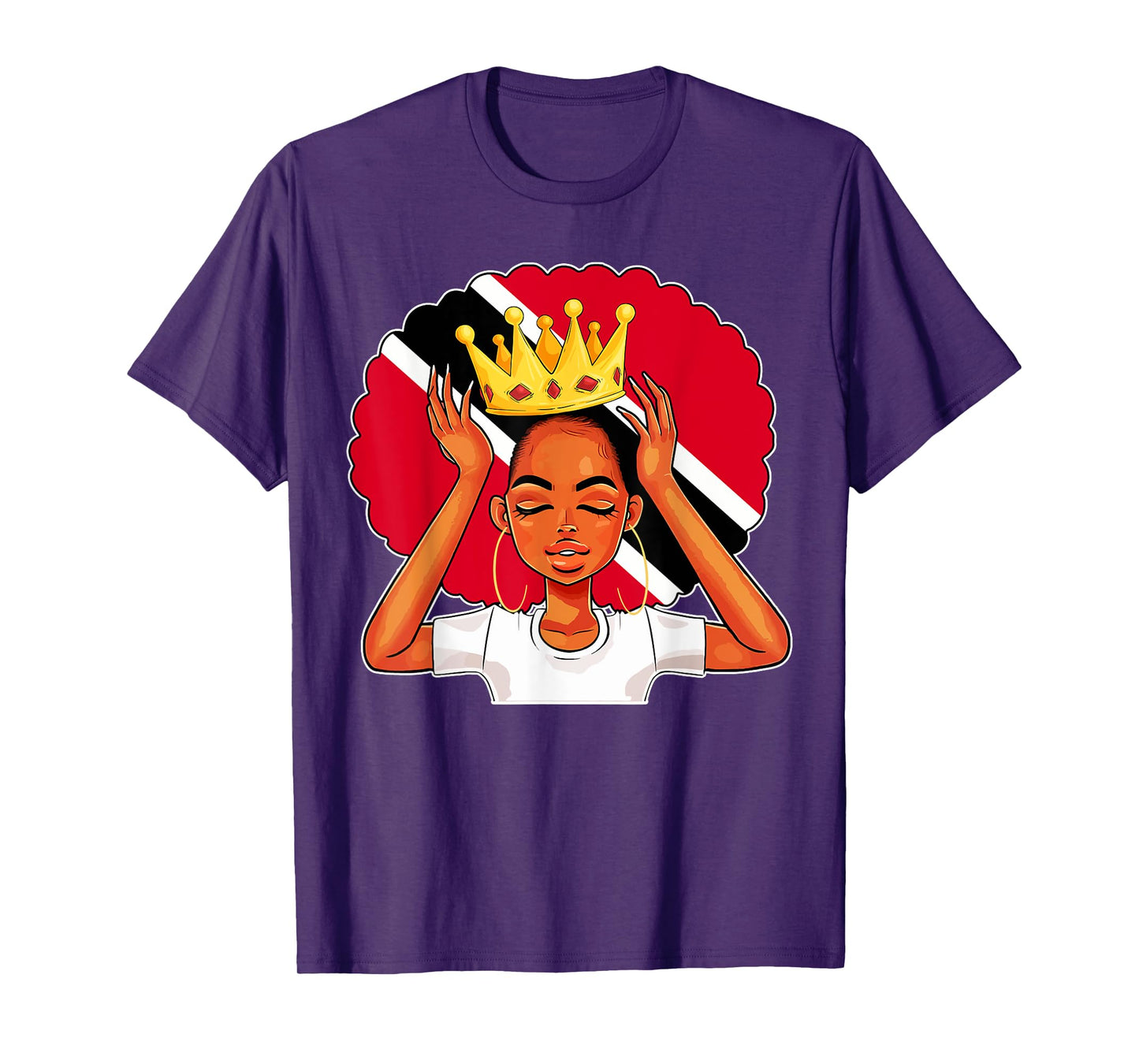 Proud Of My Trinidad And Tobago Roots Trini Queen Afro Women T-Shirt