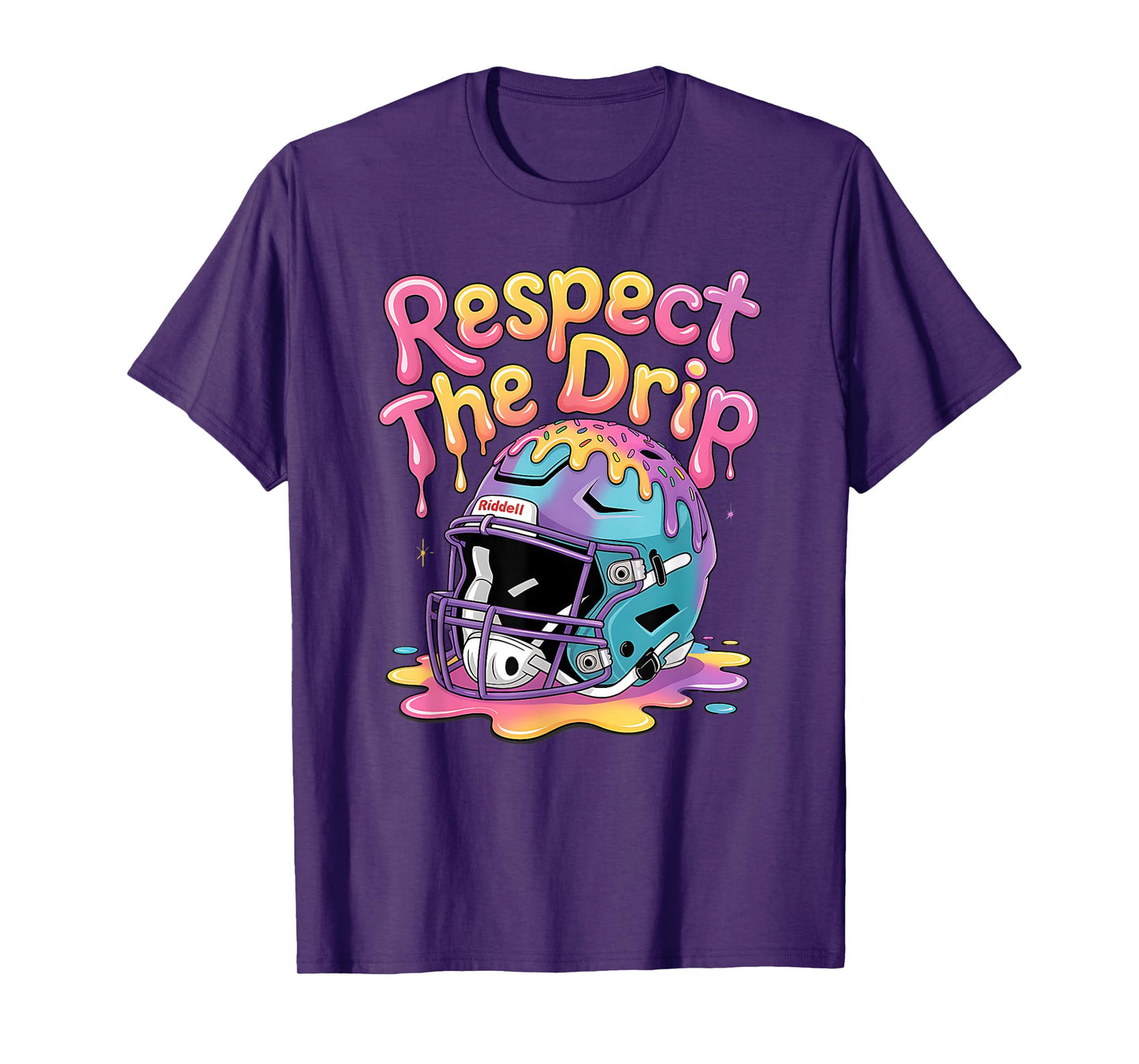 Respect The Drip Football Helmet Neon Game Day Football Fans T-Shirt