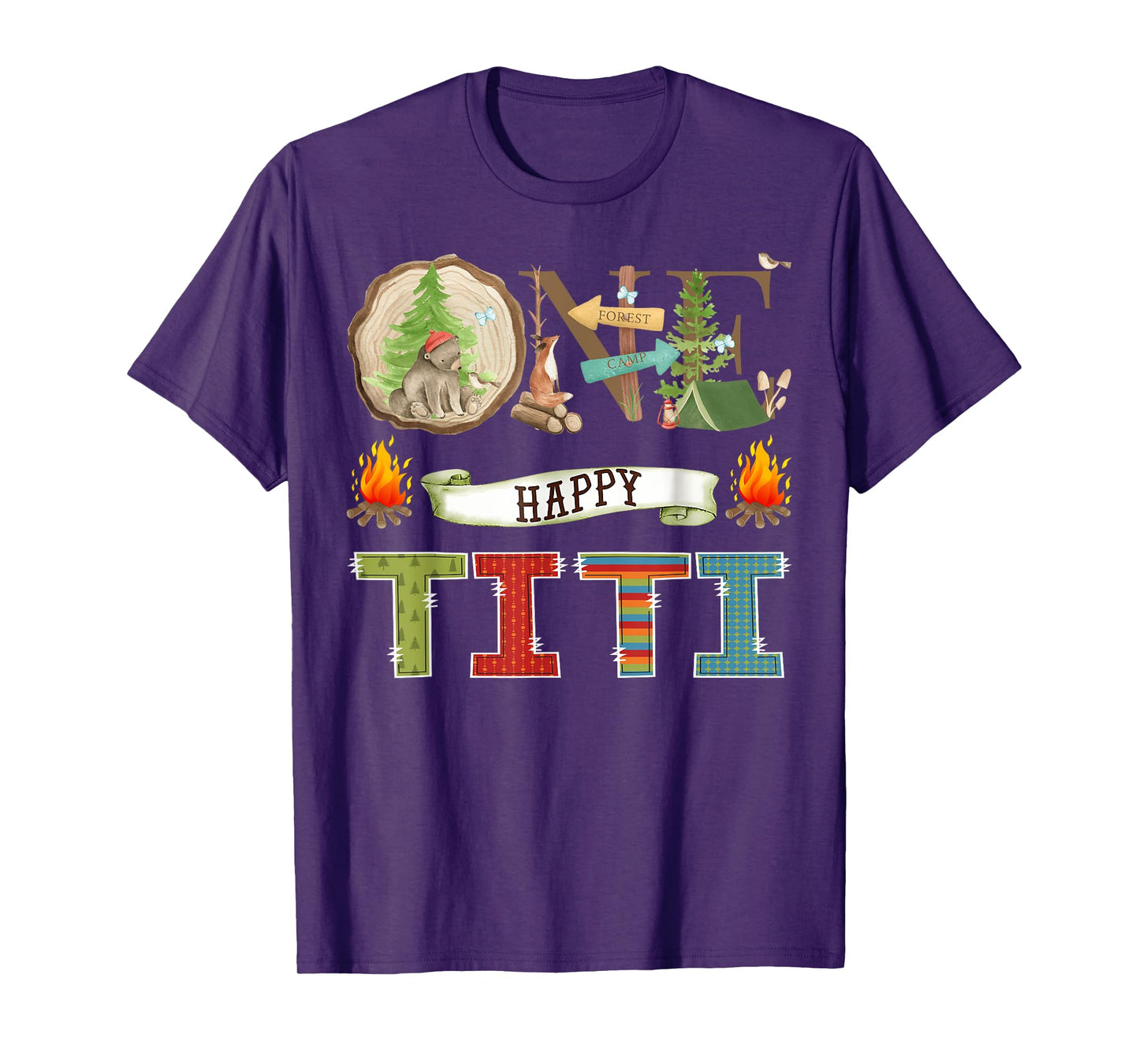 One Happy Titi Camper 1St Birthday Camping Bear T-Shirt