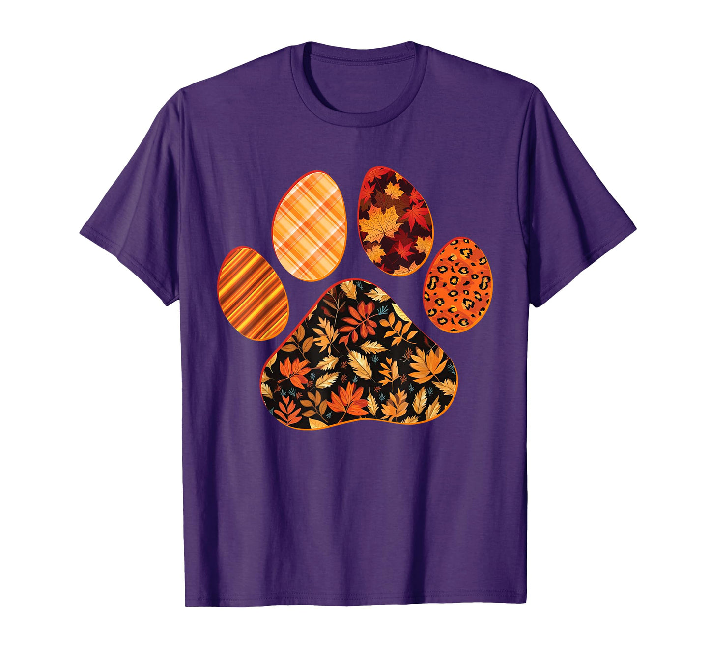 Dog Paw Print Maple Leaf Autumn Fall Leaves Season Dog Lover Men Women Kids T-Shirt