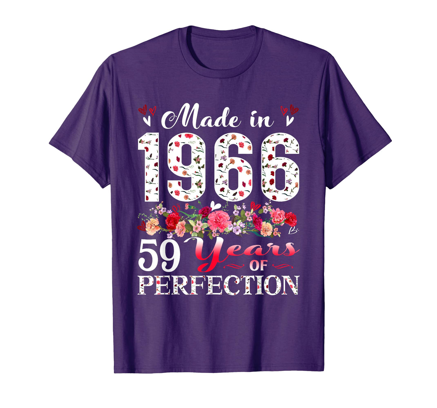 59 Year Old Floral Made In 1966 59th Birthday Women Apparel T-Shirt