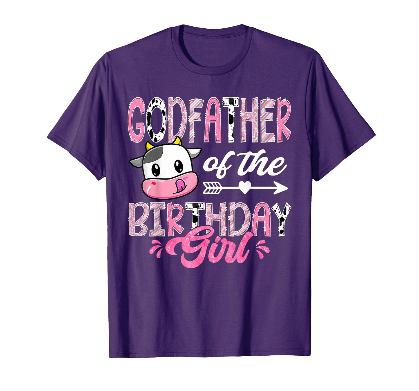 GodFather Of The Birthday Girl Pink Farm Cow 1St Birthday T-Shirt